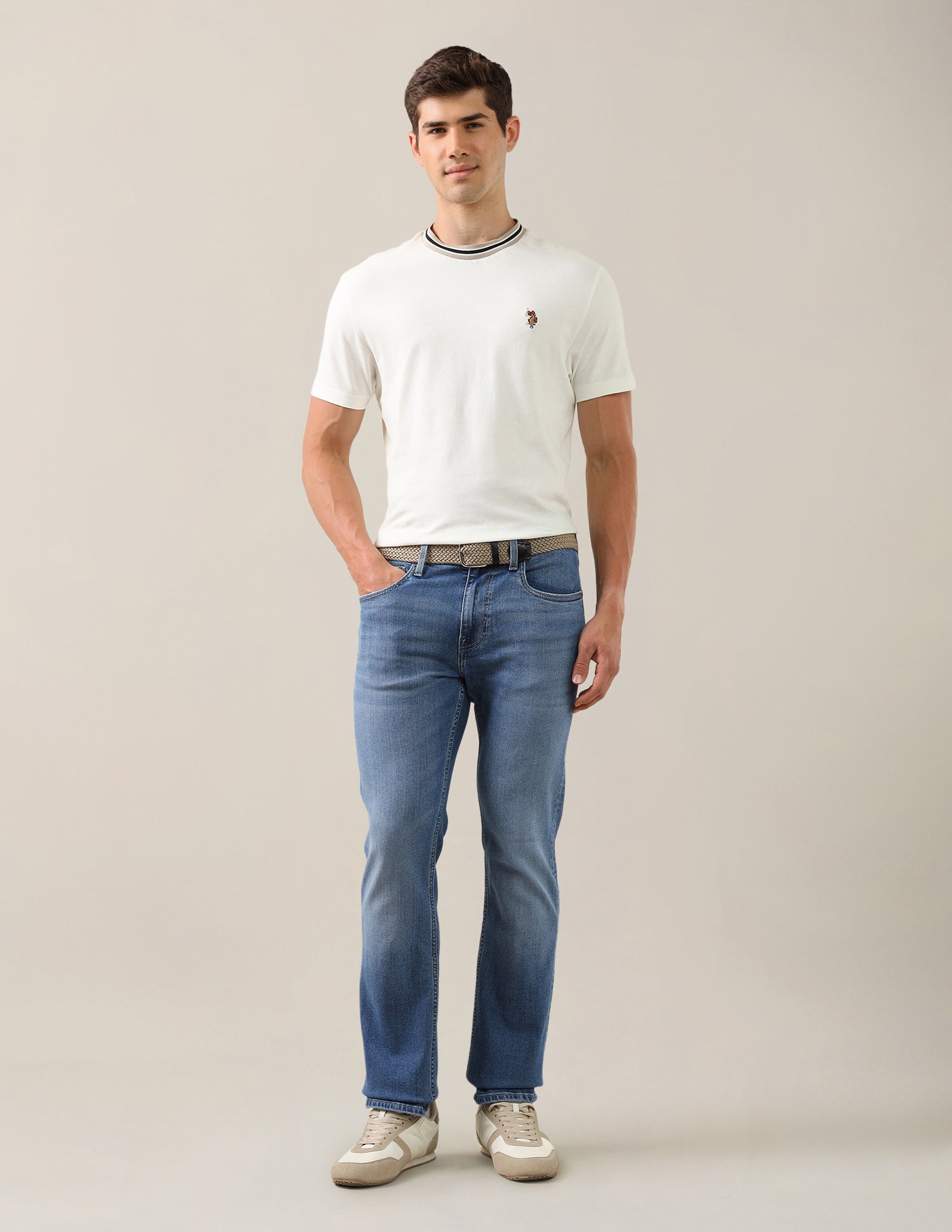 Harold Slim Straight Fit Blue Jeans Mid Blue - U.S. Polo Assn. India | Large