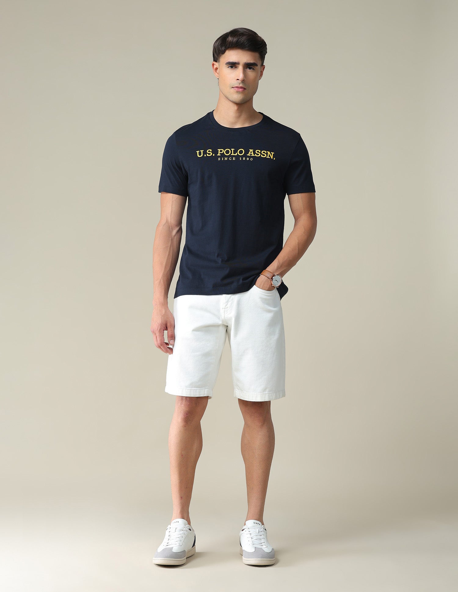Brand Embroidered Cotton T-Shirt Navy - U.S. POLO ASSN. | Large