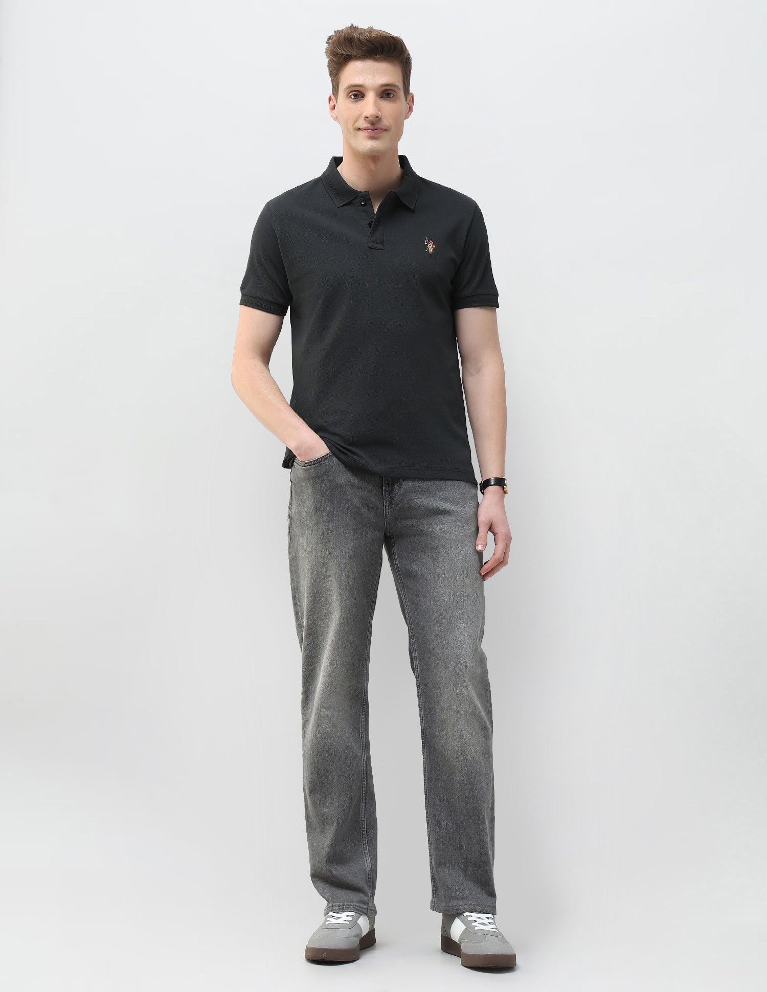 Motel On The Coast Muscle Fit Polo Shirt Dark Grey - U.S. Polo Assn. India | Large