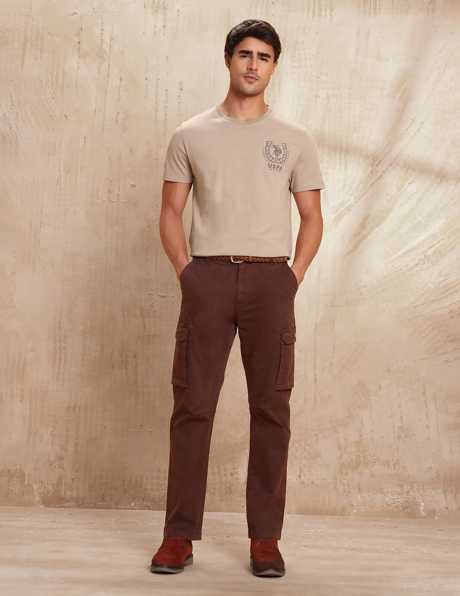 Pure Cotton Brand Printed T-Shirt Beige - U.S. POLO ASSN. | Large