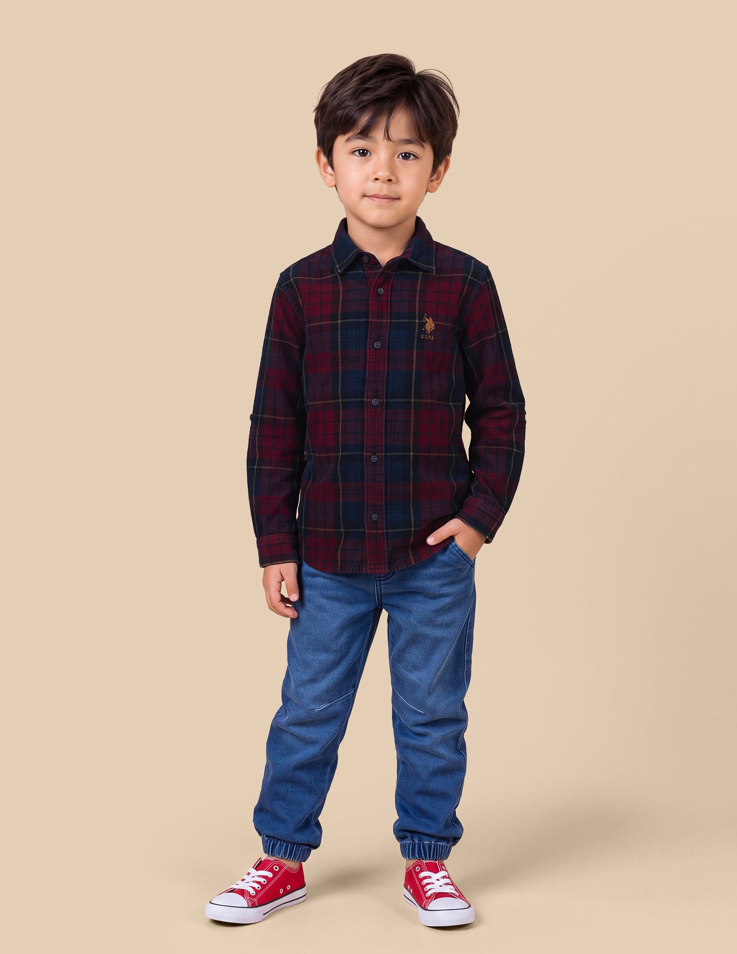 Tartan Checked Corduroy Shirt Red - U.S. Polo Assn. India | Large