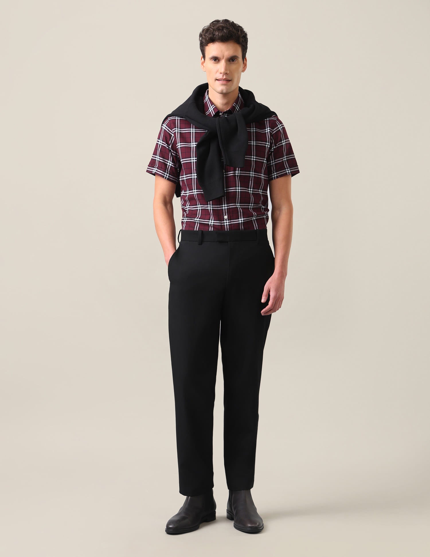 Plaid Checked Tailored Fit Shirt Maroon - U.S. Polo Assn. India | Large