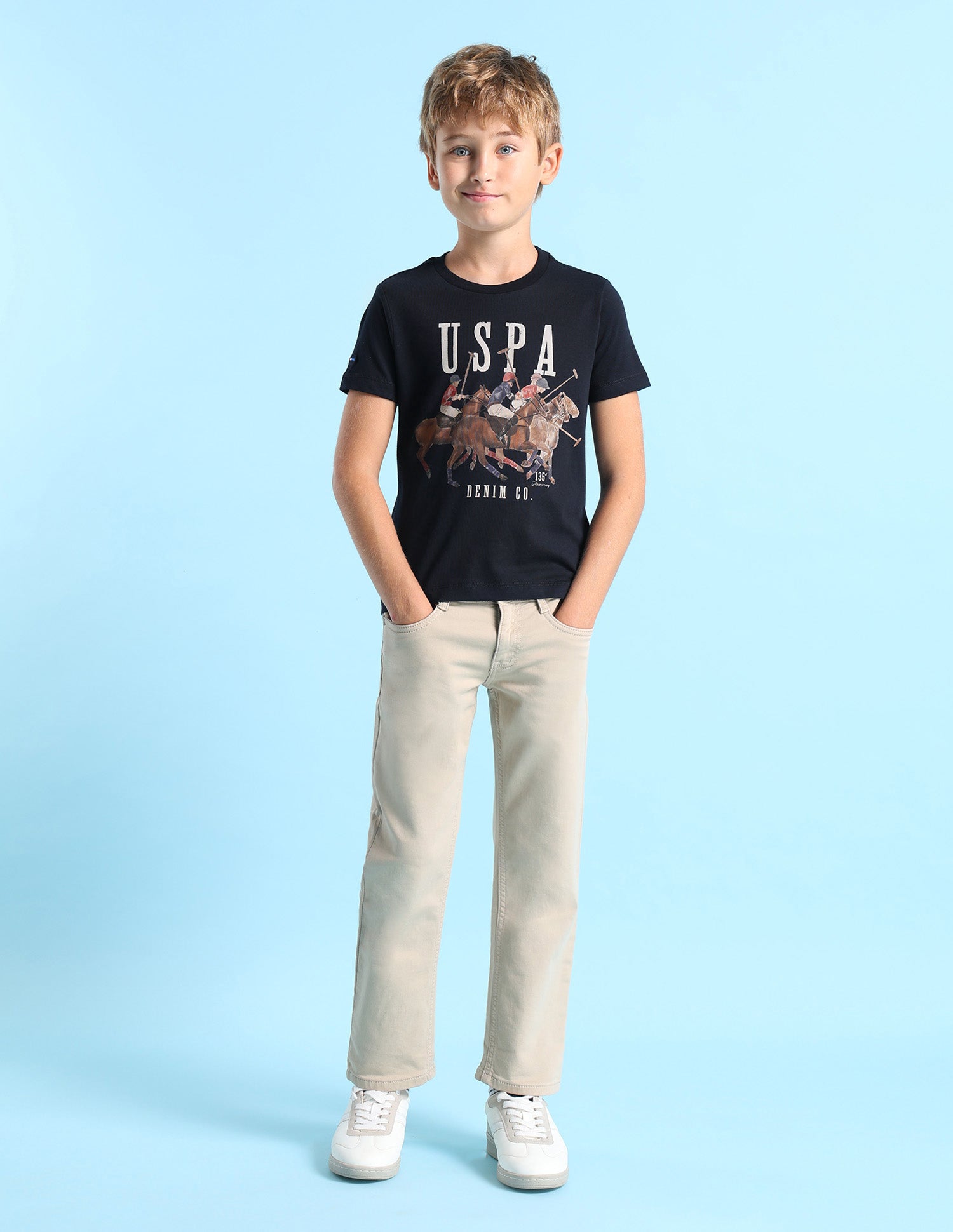 Boys Brand Printed Regular Fit T-Shirt Navy - U.S. POLO ASSN. | Large
