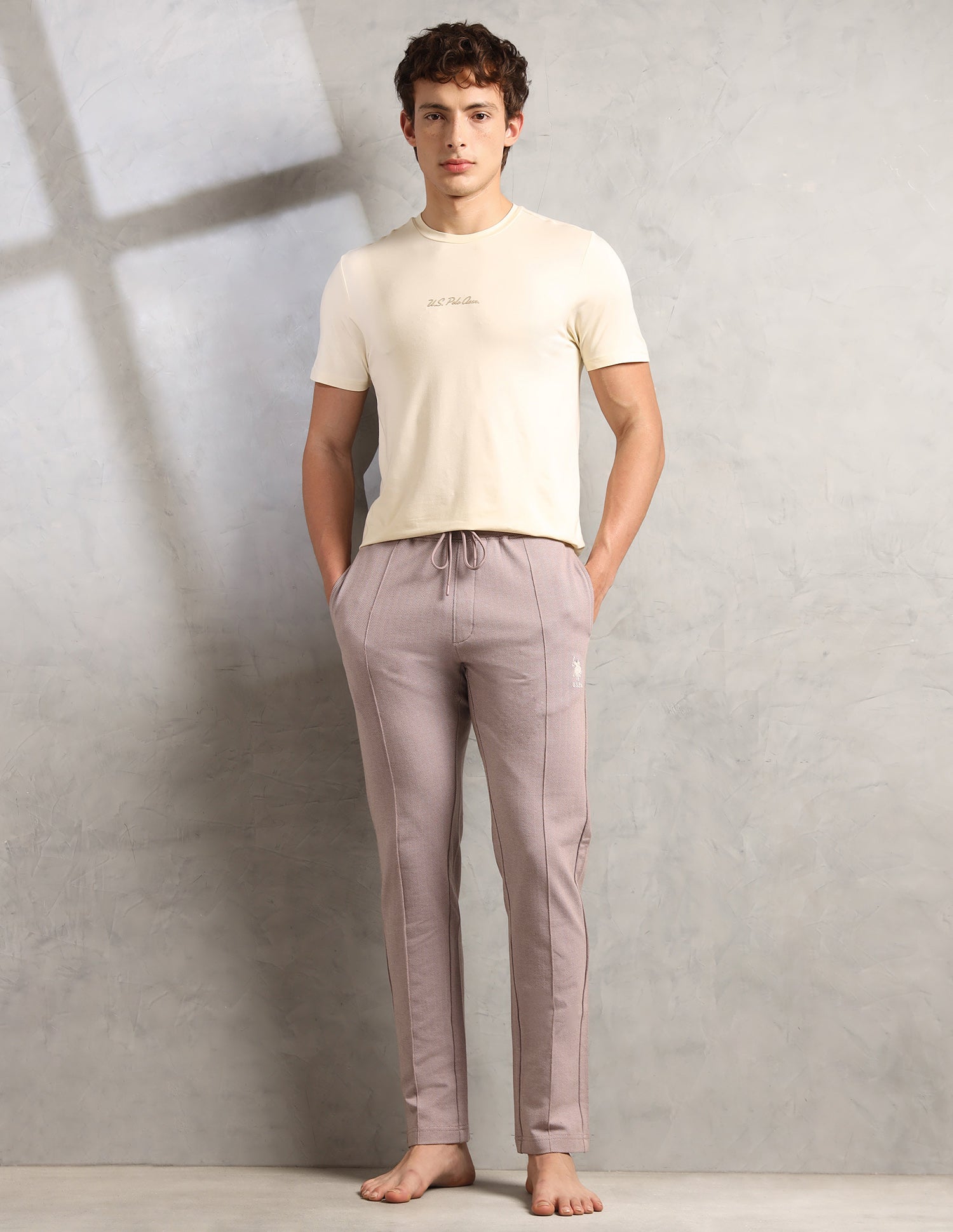 Chevron Cotton Stretch PR003 Lounge Pants - Pack Of 1 Moon Light Coco Mocha - U.S. Polo Assn. India | Large