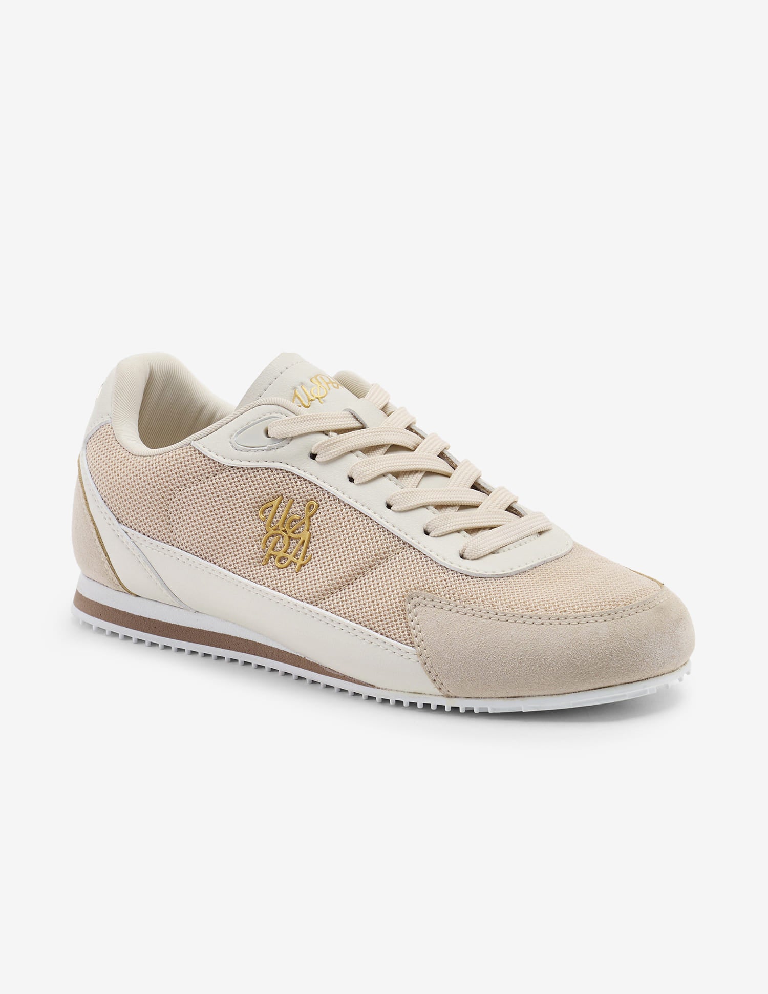 Jimena Monogram Embossed Light Weight Sneakers Beige - U.S. Polo Assn. India | Large
