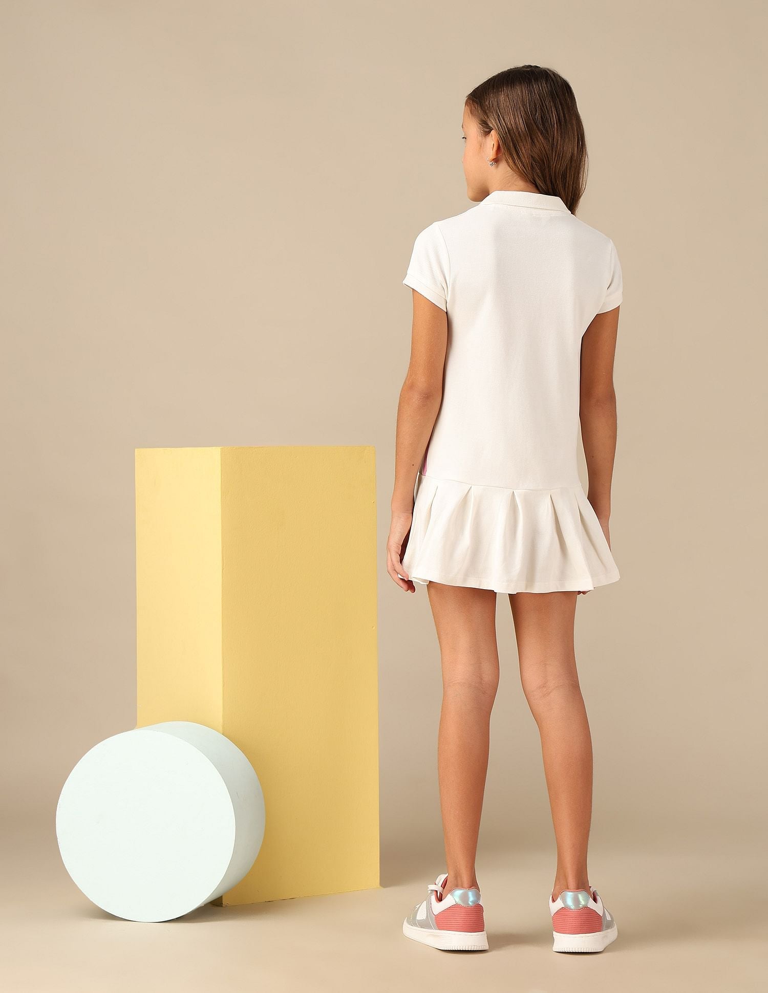 Girls Solid Pleated Tennis Dress Off White - U.S. POLO ASSN. | Large