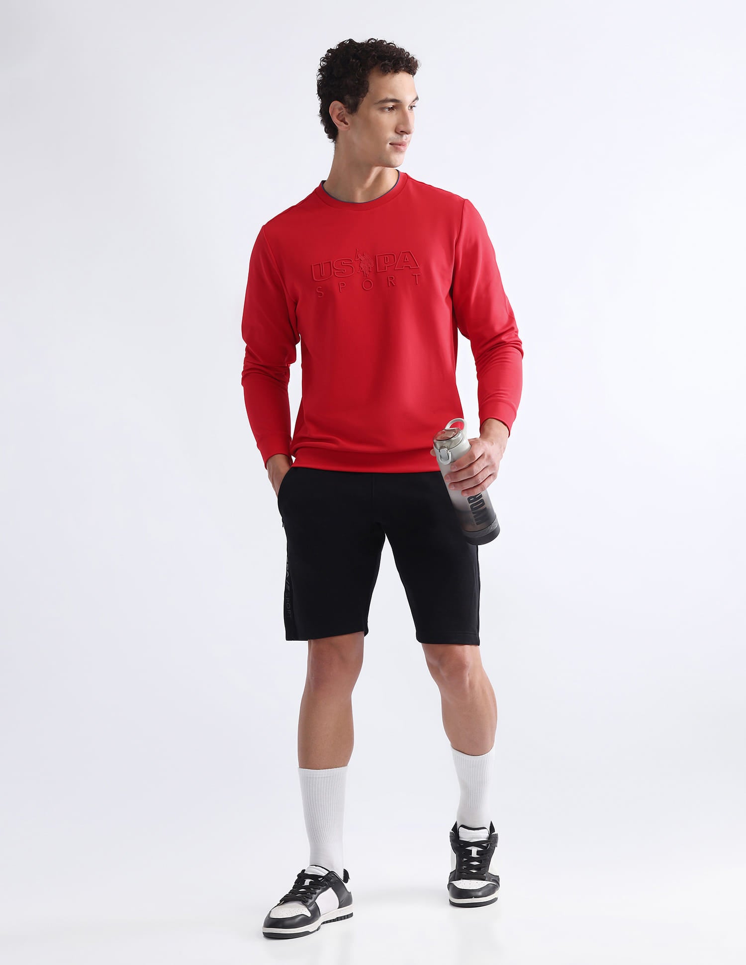 Brand Embossed Regular Fit Active Sweatshirt Red - U.S. Polo Assn. India | Large
