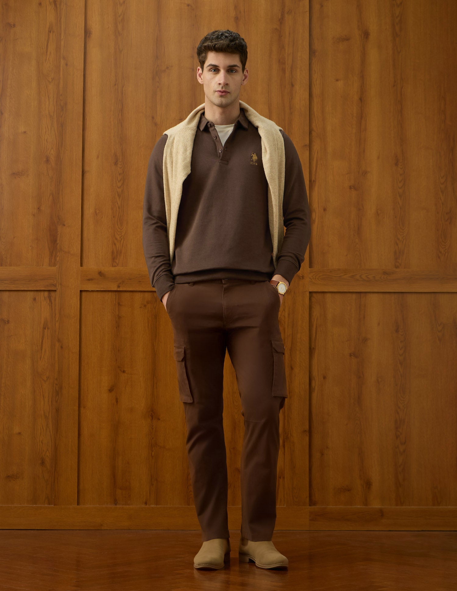 Solid Equestrian Aisle Theater Sweatshirt Dark Brown - U.S. POLO ASSN. | Large