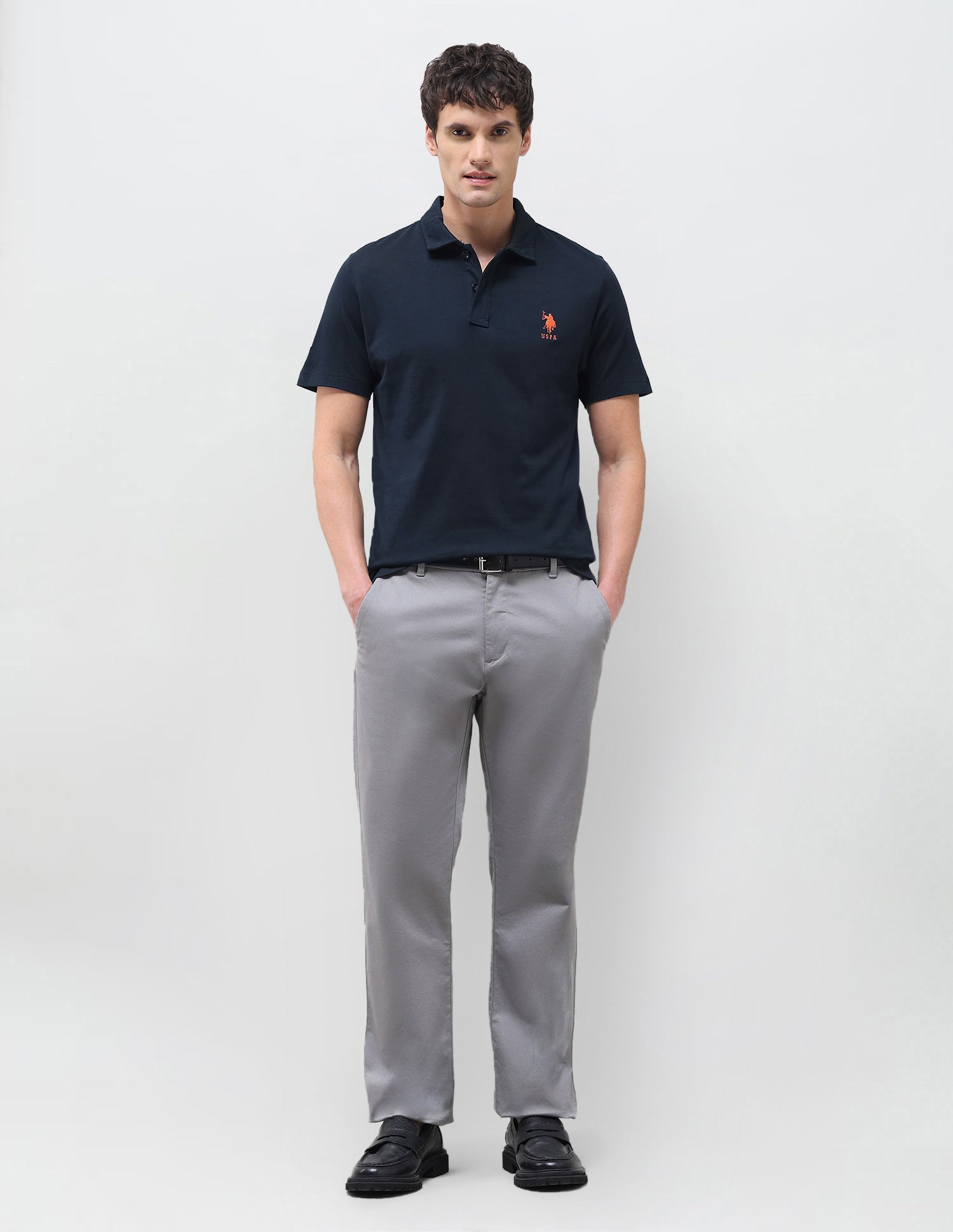 Solid Slim Fit Polo Shirt Navy - U.S. Polo Assn. India | Large