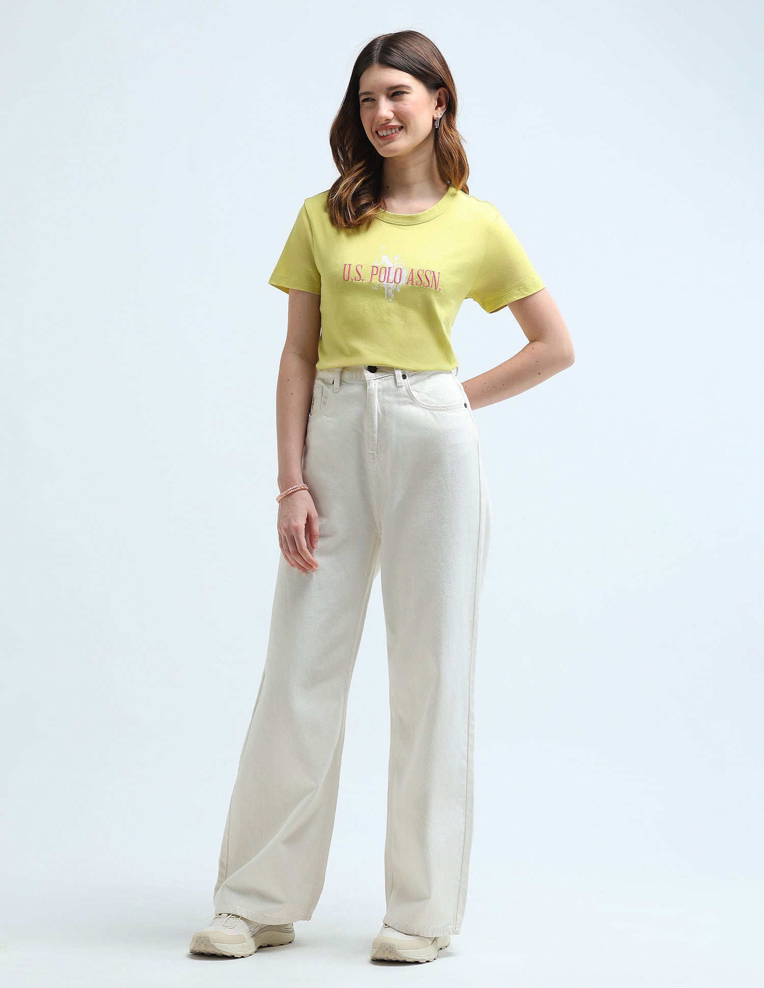 Regular Fit Embroidered Cotton T-Shirt Yellow - U.S. POLO ASSN. | Large