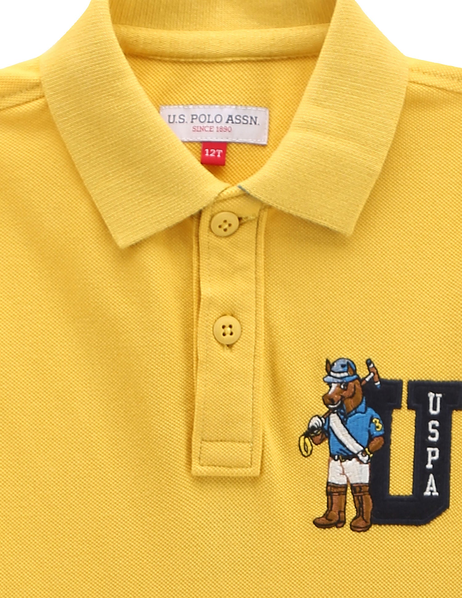 Boys Embroidered Mascot Polo Shirt Mustard - U.S. Polo Assn. India | Large