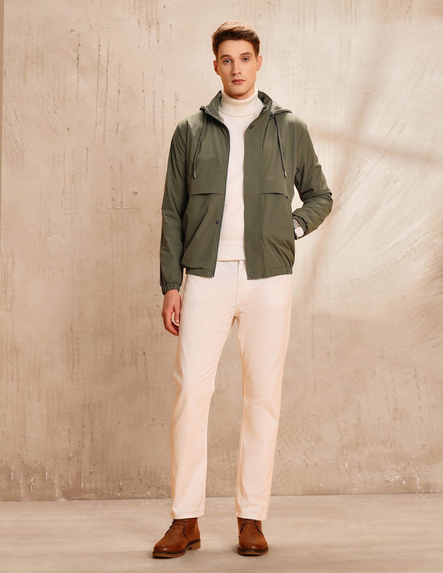 Detachable Hood Legend Of Horseshoe Jacket Olive - U.S. POLO ASSN. | Large