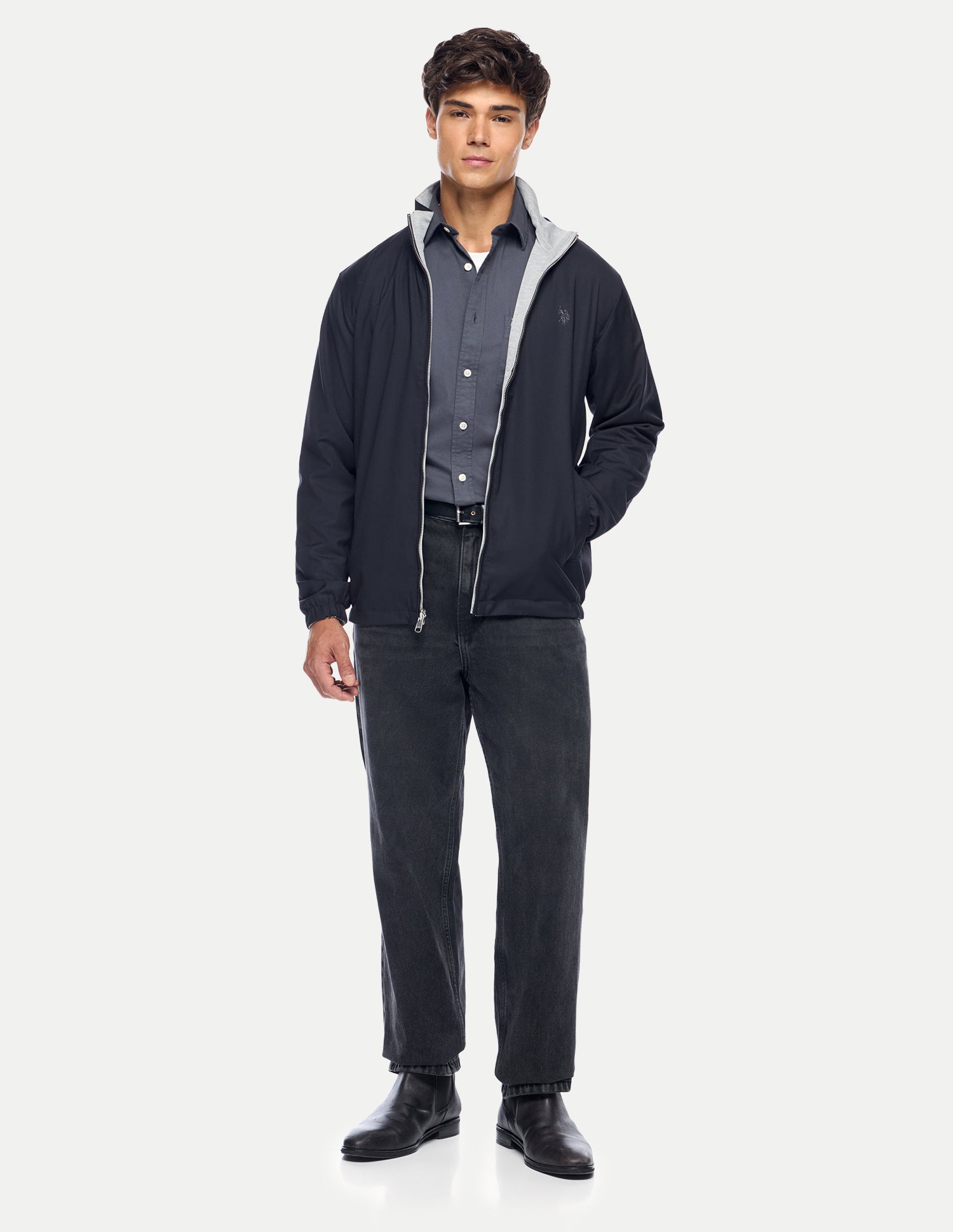 Solid Regular Fit Reversible Jacket Navy - U.S. Polo Assn. India | Large