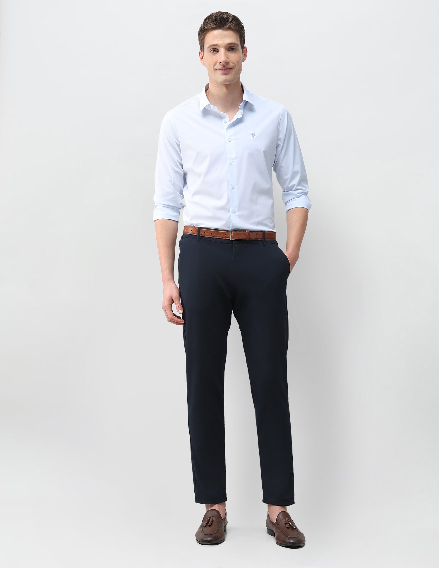 Aeris Solid Regular Fit Shirt Light Blue - U.S. Polo Assn. India | Large