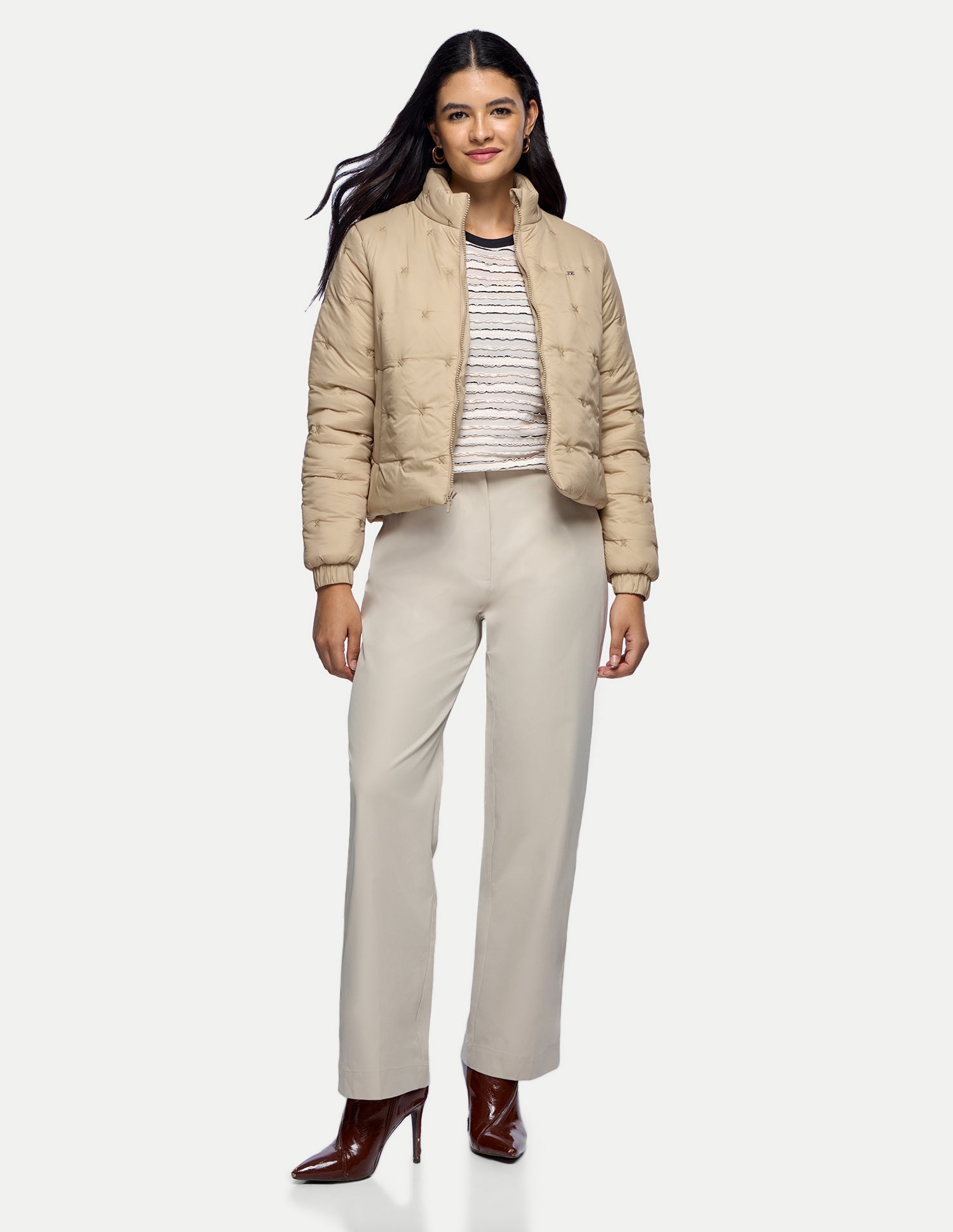 Relaxed Fit Bomber Puffer Jacket Beige - U.S. Polo Assn. India | Large