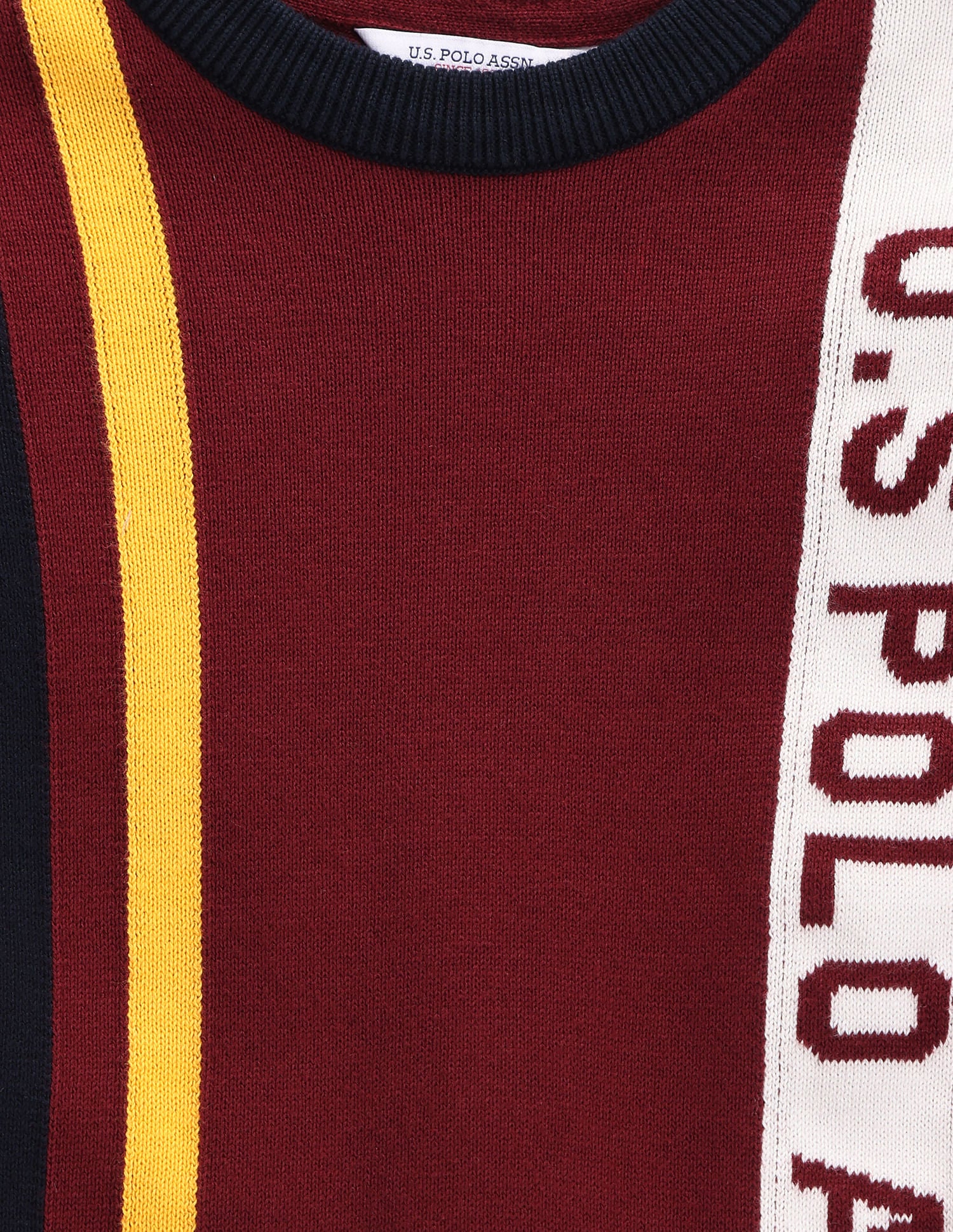 Boys Vertical Stripe Sweater Maroon - U.S. POLO ASSN. | Large