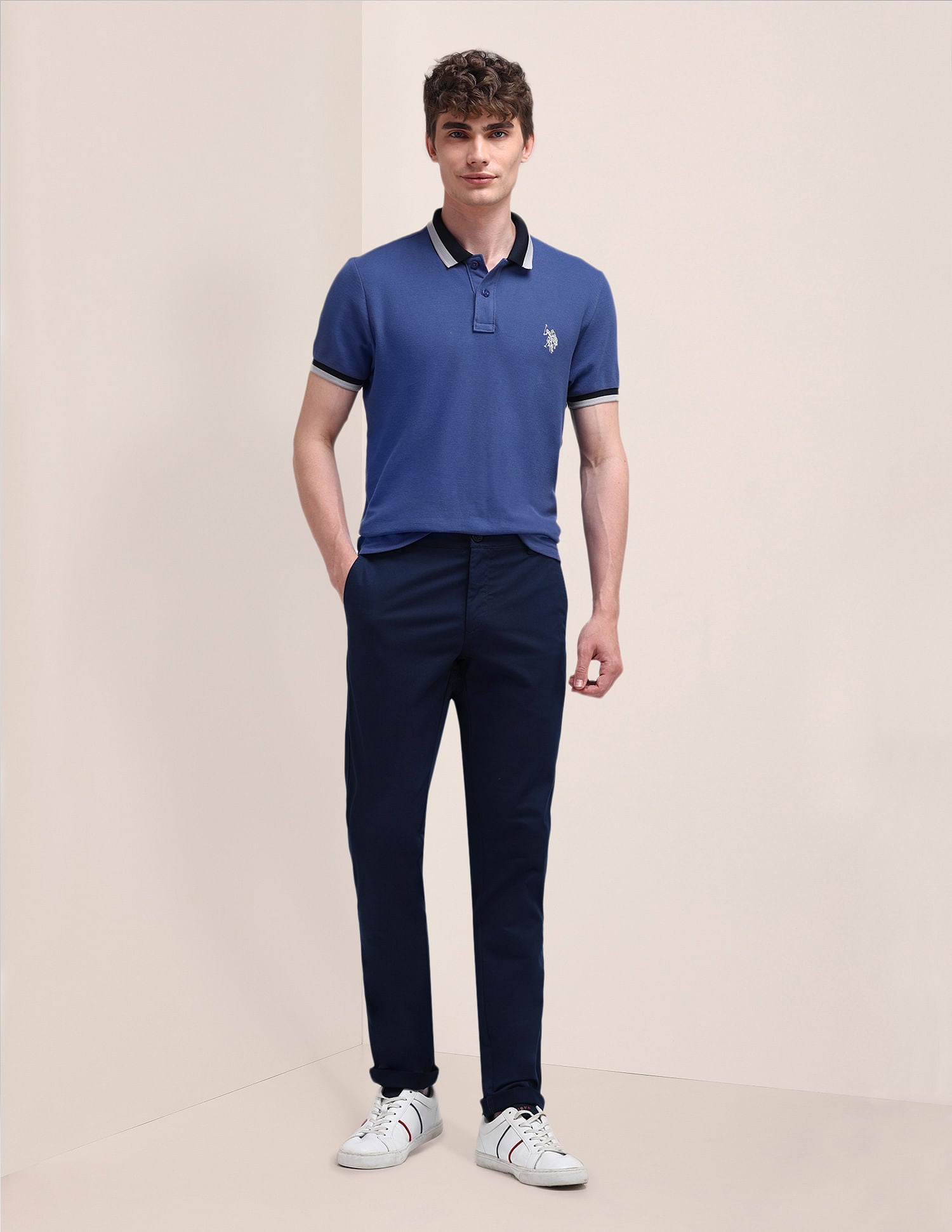 Austin Fit Solid Trousers Navy - U.S. POLO ASSN. | Large