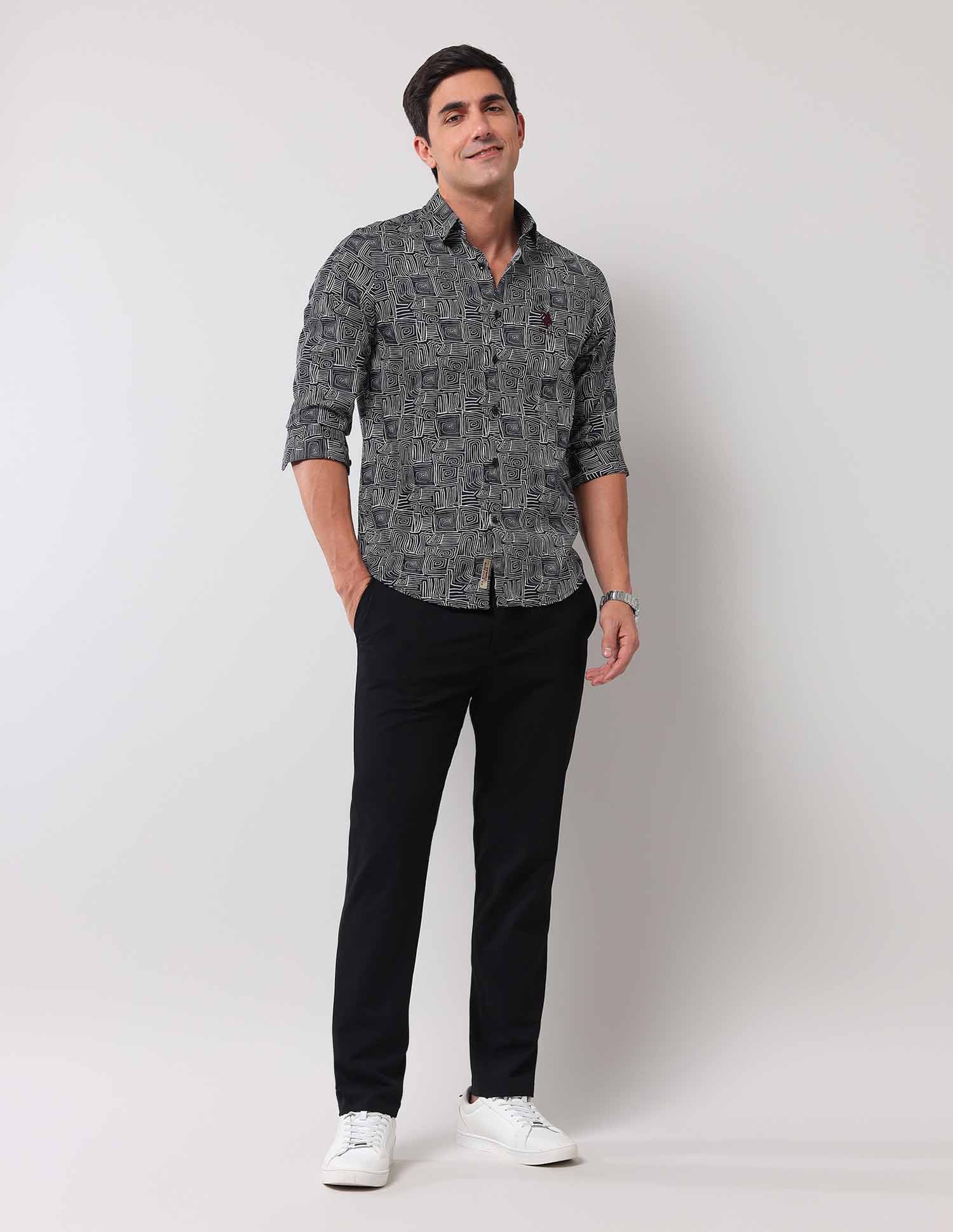 Regular Fit Abstract Shirt Black - U.S. Polo Assn. India | Large