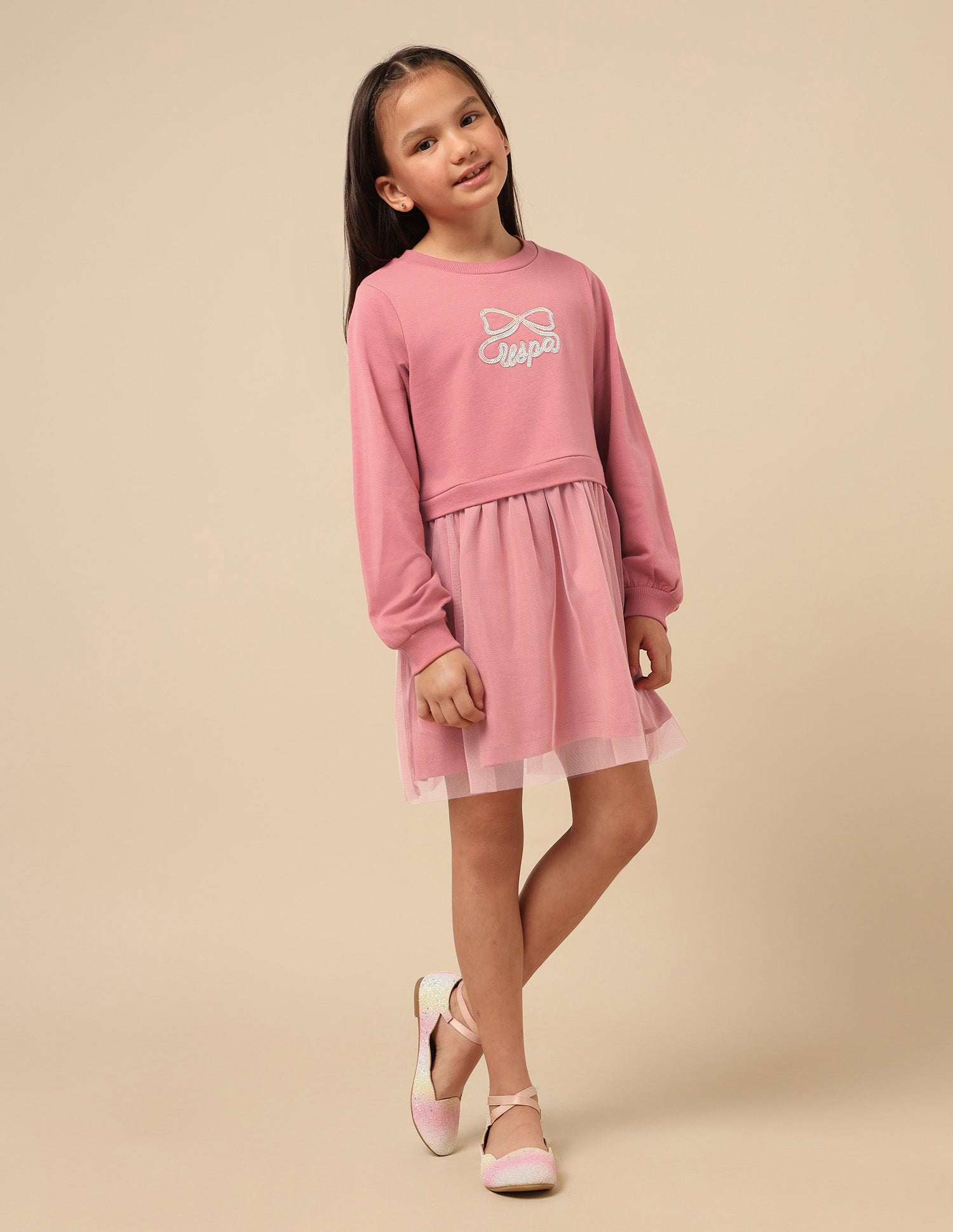 Girls Brand Embellished A-Line Dress Pink - U.S. POLO ASSN. | Large