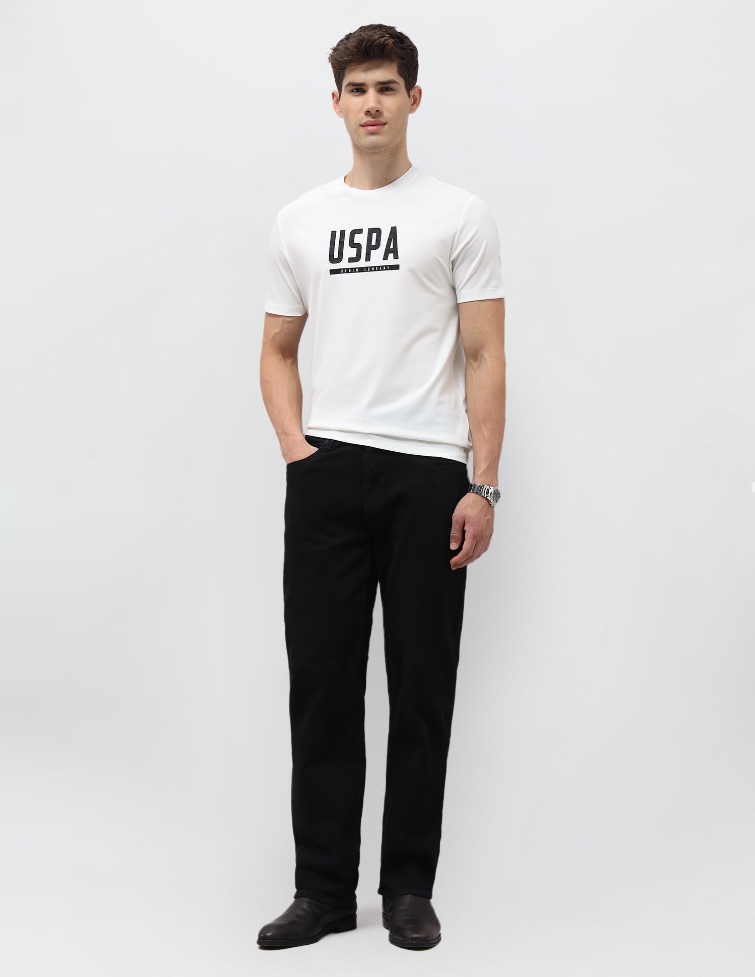 Brand Printed Slim Fit T-Shirt Ivory - U.S. Polo Assn. India | Large
