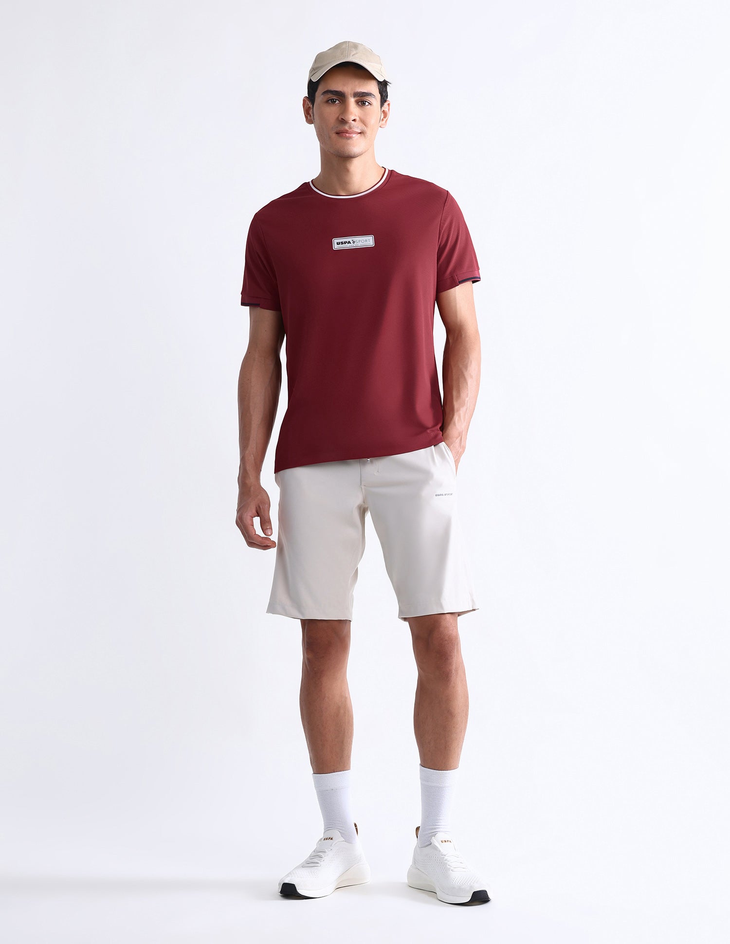 Solid Slim Fit T-Shirt Maroon - U.S. Polo Assn. India | Large