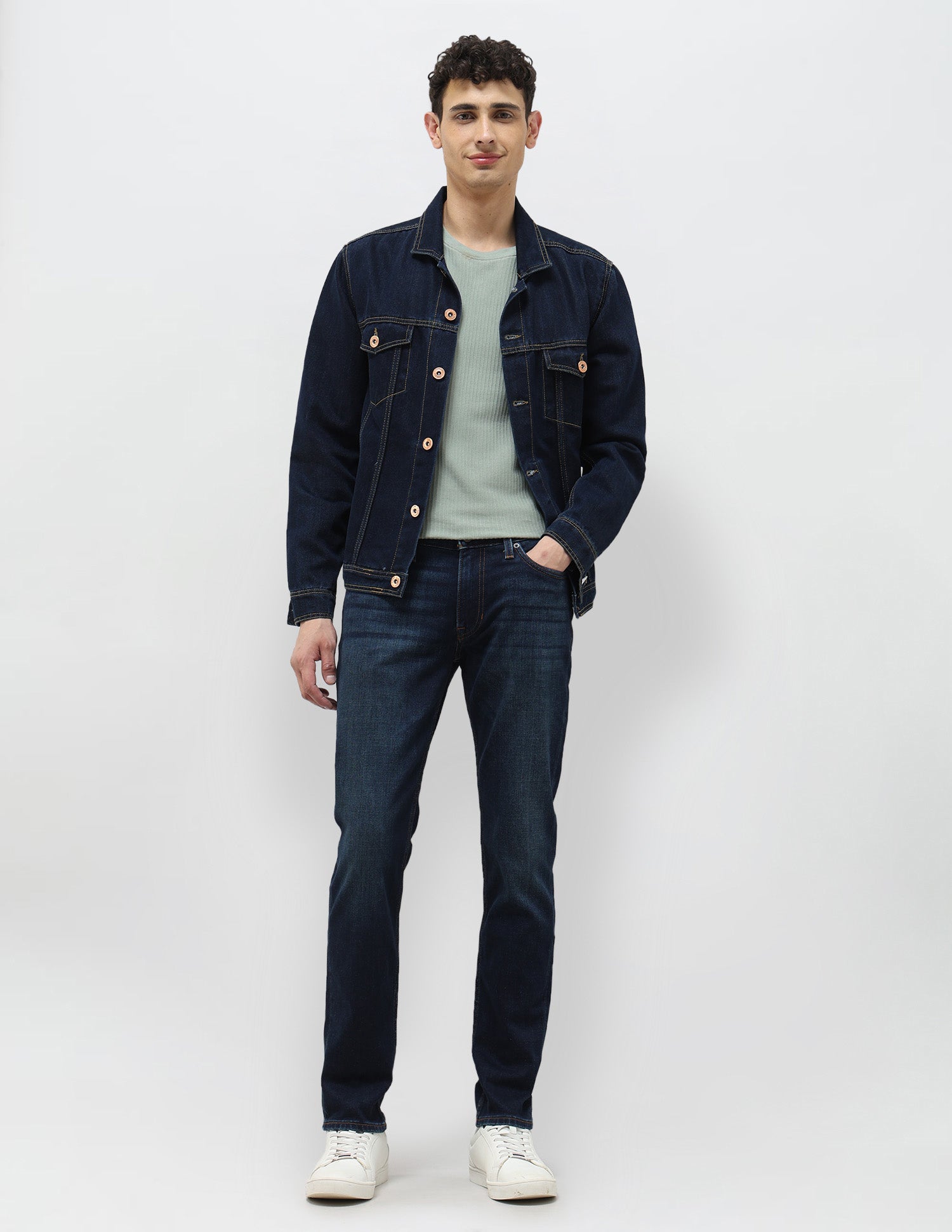 Brandon Slim Tapered Fit Blue Jeans Mid Blue - U.S. POLO ASSN. | Large