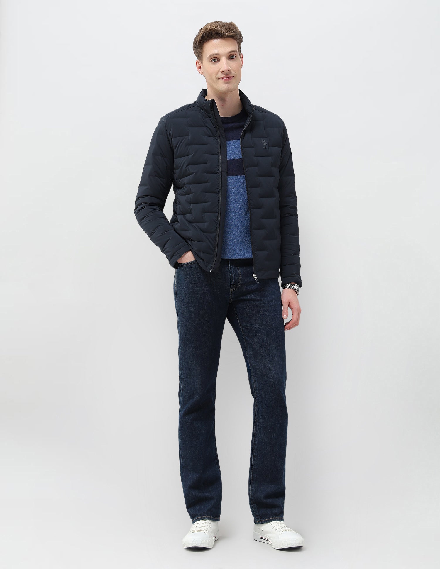 Mock Collar Regular Fit Smartheat Jacket Navy - U.S. POLO ASSN. | Large