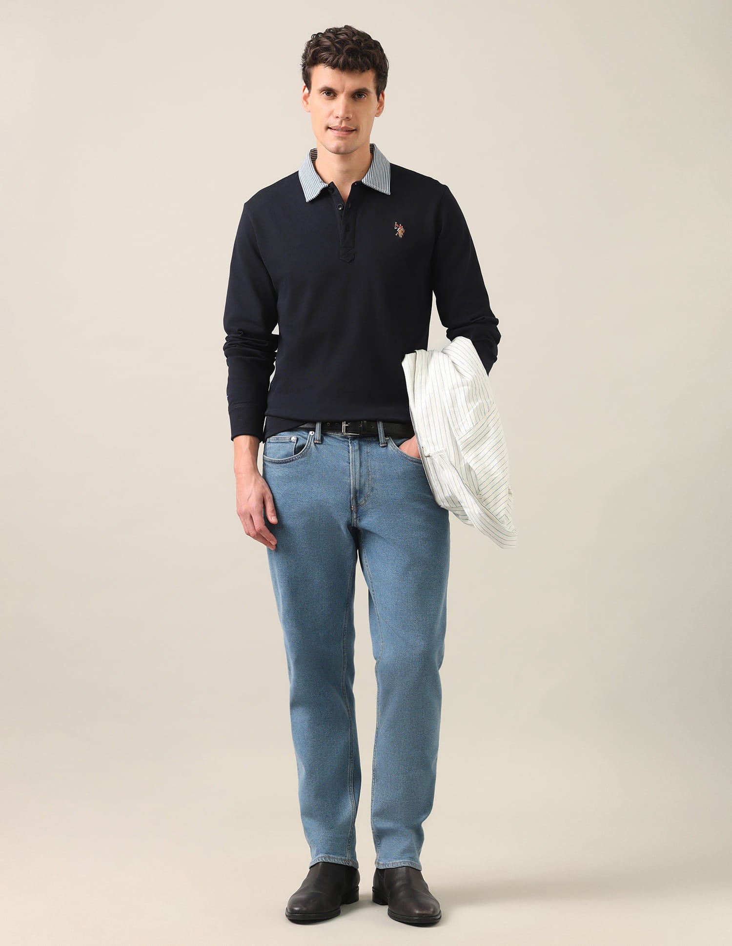 Solid Slim Fit Polo Shirt Navy - U.S. Polo Assn. India | Large