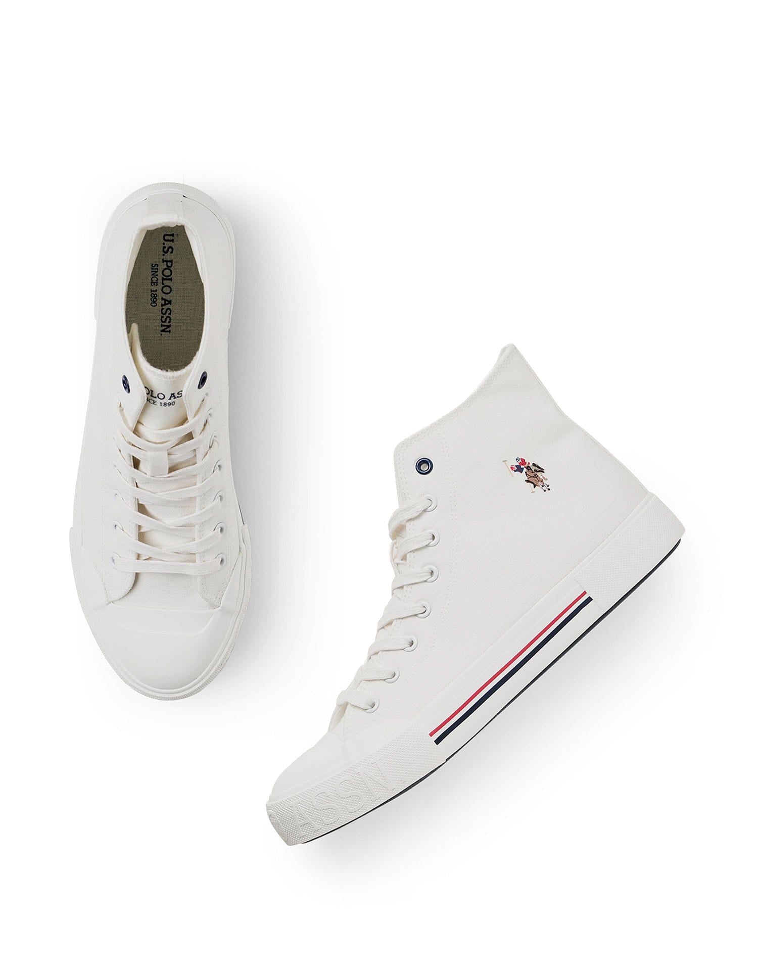 Men Vlair 2.0 Canvas Mid Top Casual Shoes Off White - U.S. Polo Assn. India | Large
