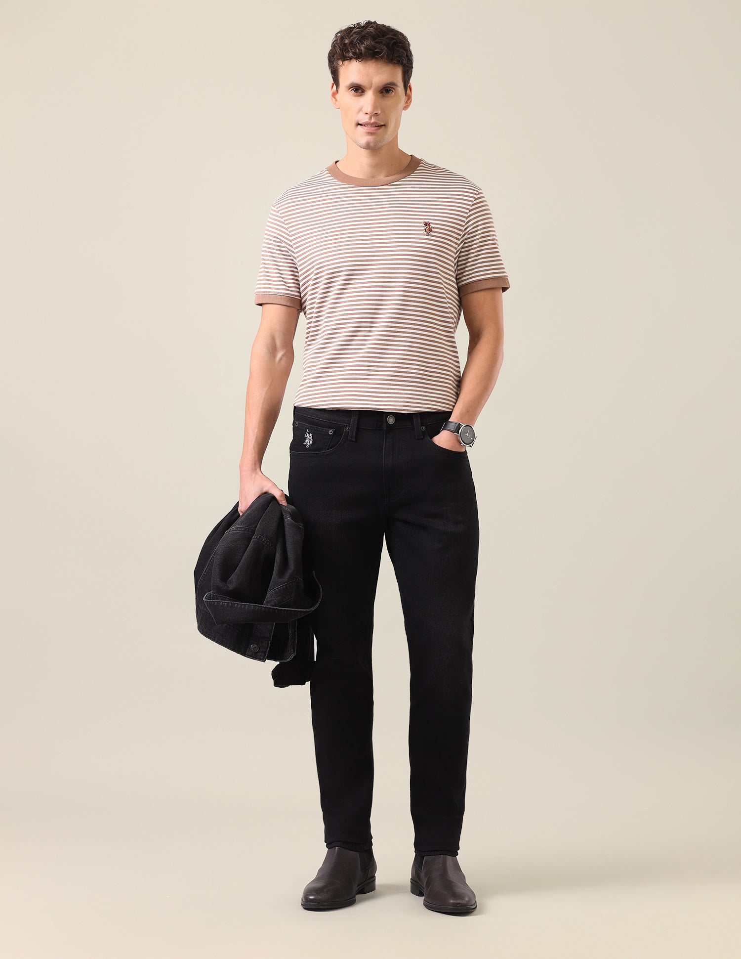 Brandon Slim-Tapered Fit Black Jeans Black - U.S. Polo Assn. India | Large