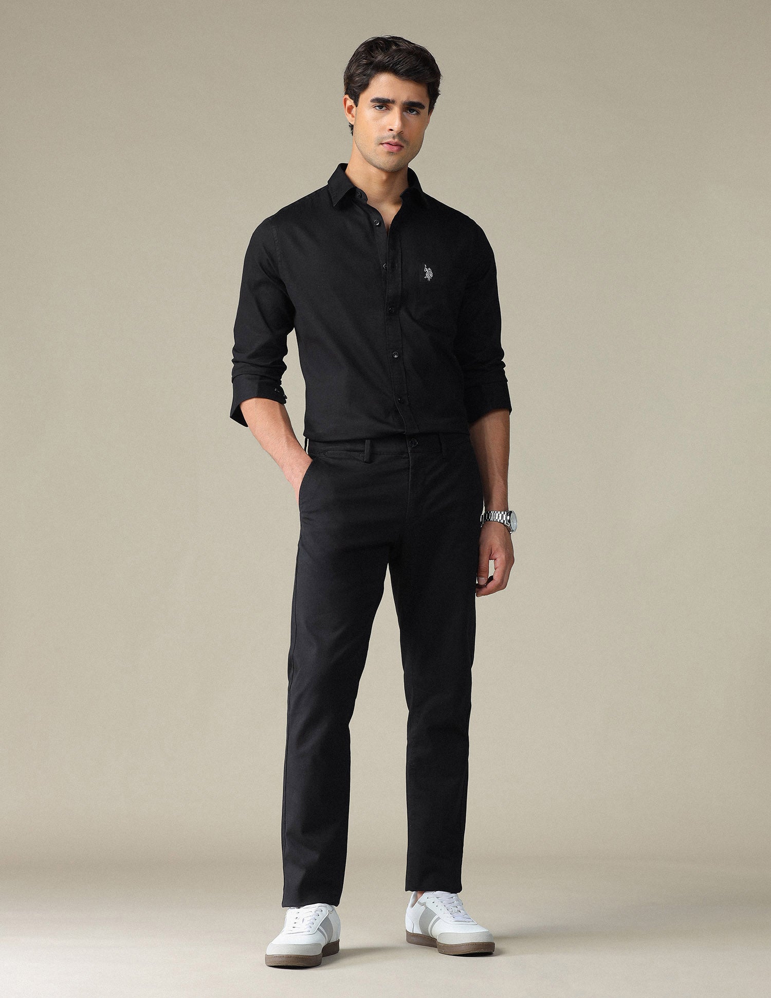 Pure Cotton Tailored Fit Shirt Black - U.S. POLO ASSN. | Large