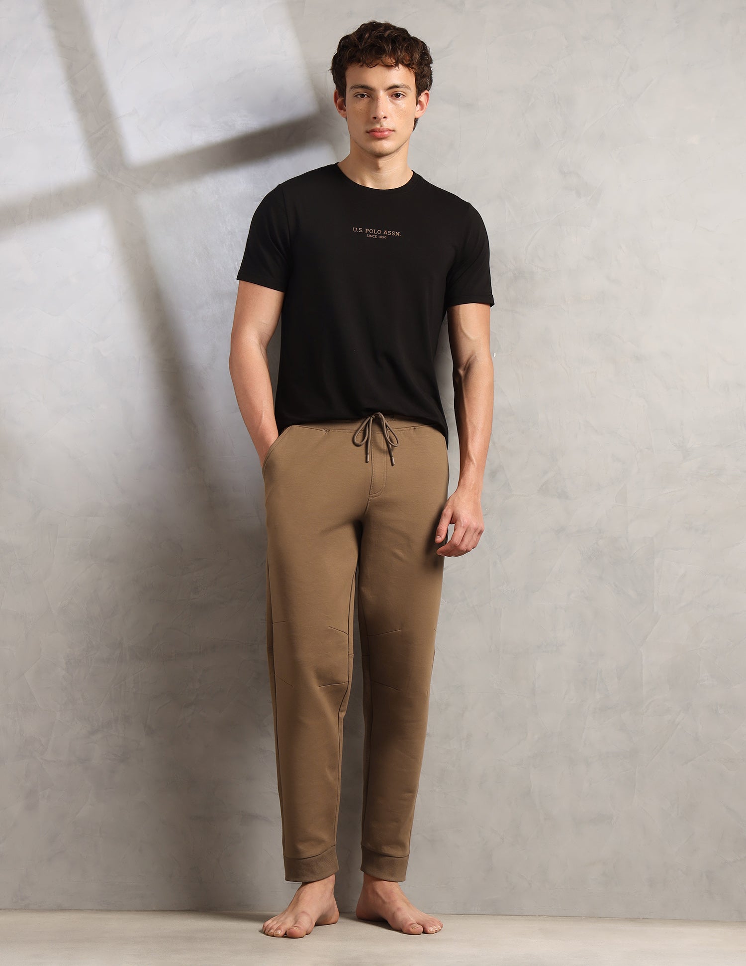Breathable Mid Rise PJ001-PL Lounge Joggers - Pack Of 1 Malt Ball - U.S. Polo Assn. India | Large