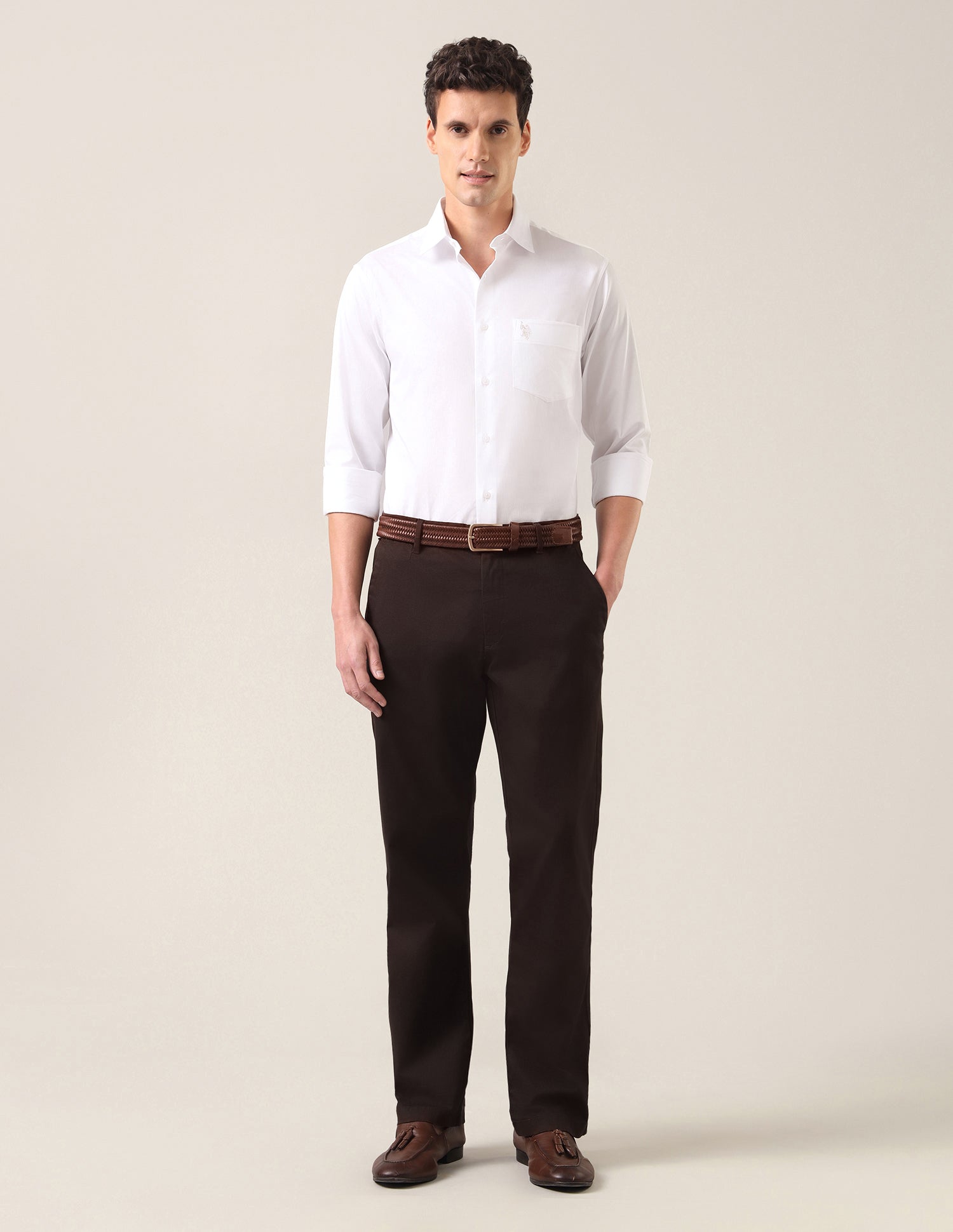 Solid Tailored Fit Shirt White - U.S. Polo Assn. India | Large