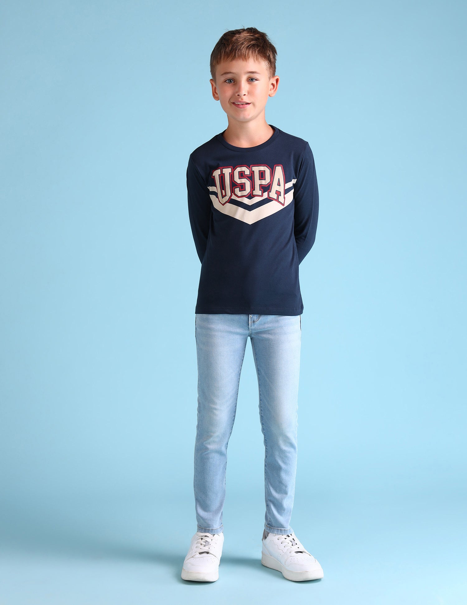 Boys Cotton Regular Fit T-Shirt Navy - U.S. POLO ASSN. | Large