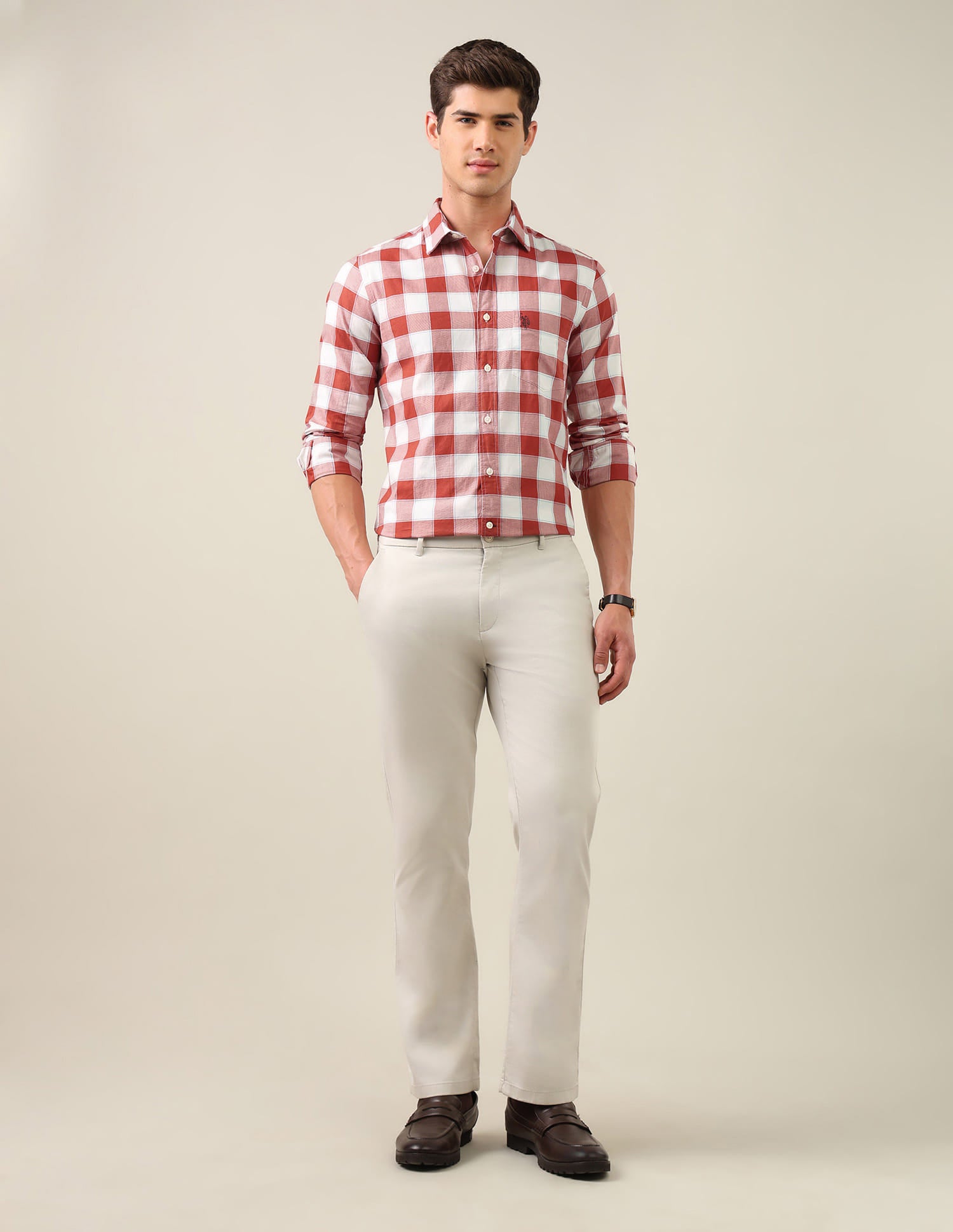 Twill Grid Tattersall Checked Shirt Red - U.S. Polo Assn. India | Large