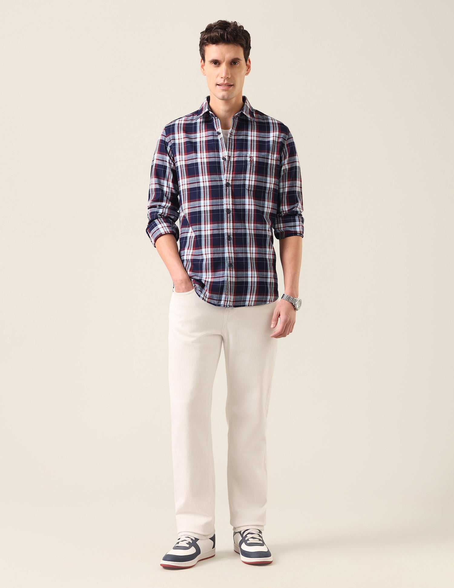 Plaid Checked Twill Shirt Red - U.S. Polo Assn. India | Large