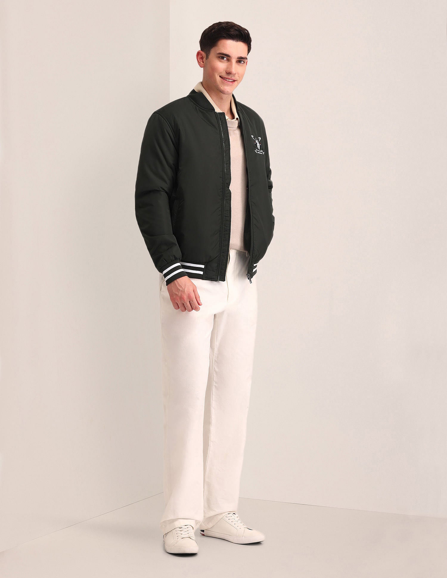 Regular Fit Solid Bomber Jacket Olive - U.S. POLO ASSN. | Large