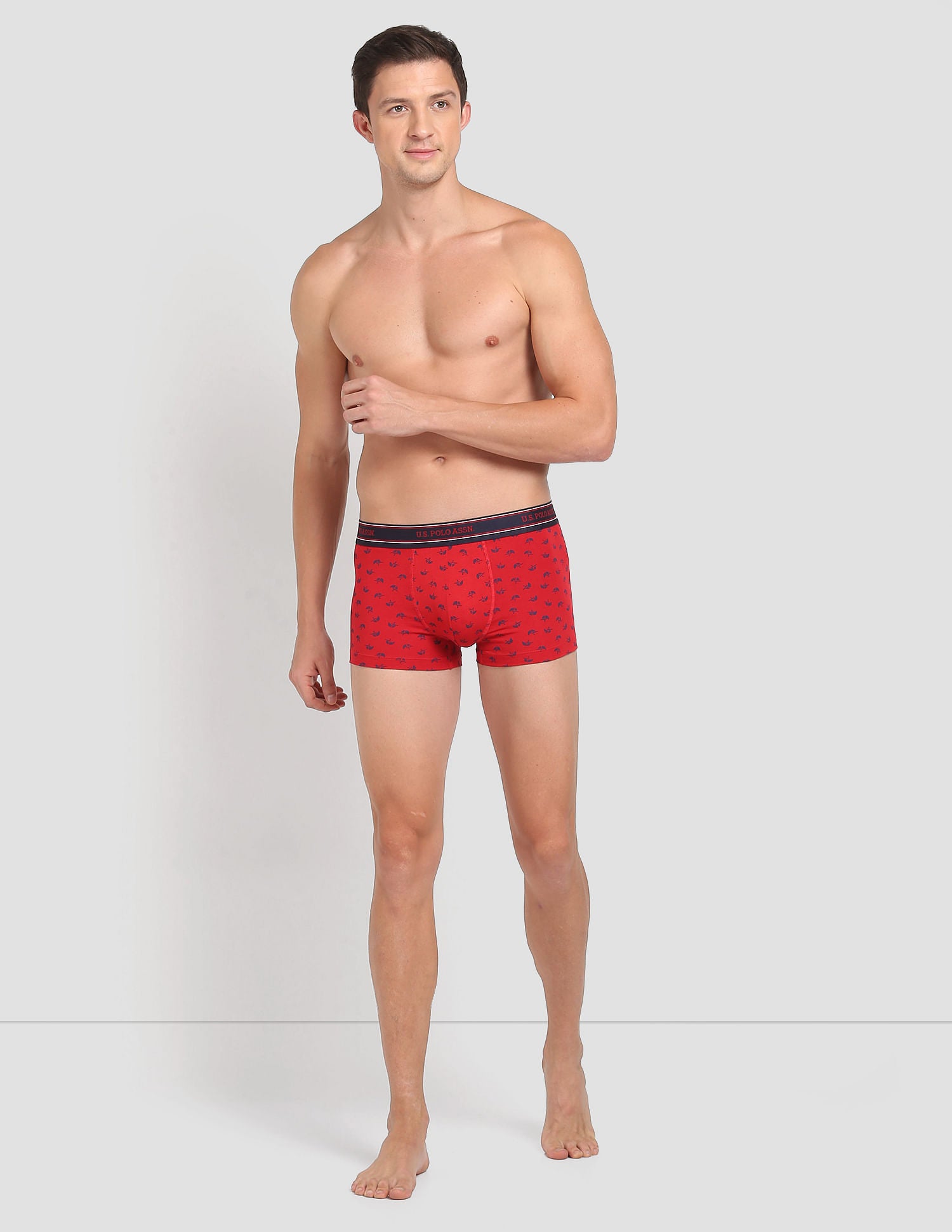 All Over Print Ribbed Jersey I616 Trunks - Pack Of 1 Red Helmet - U.S. Polo Assn. India | Large