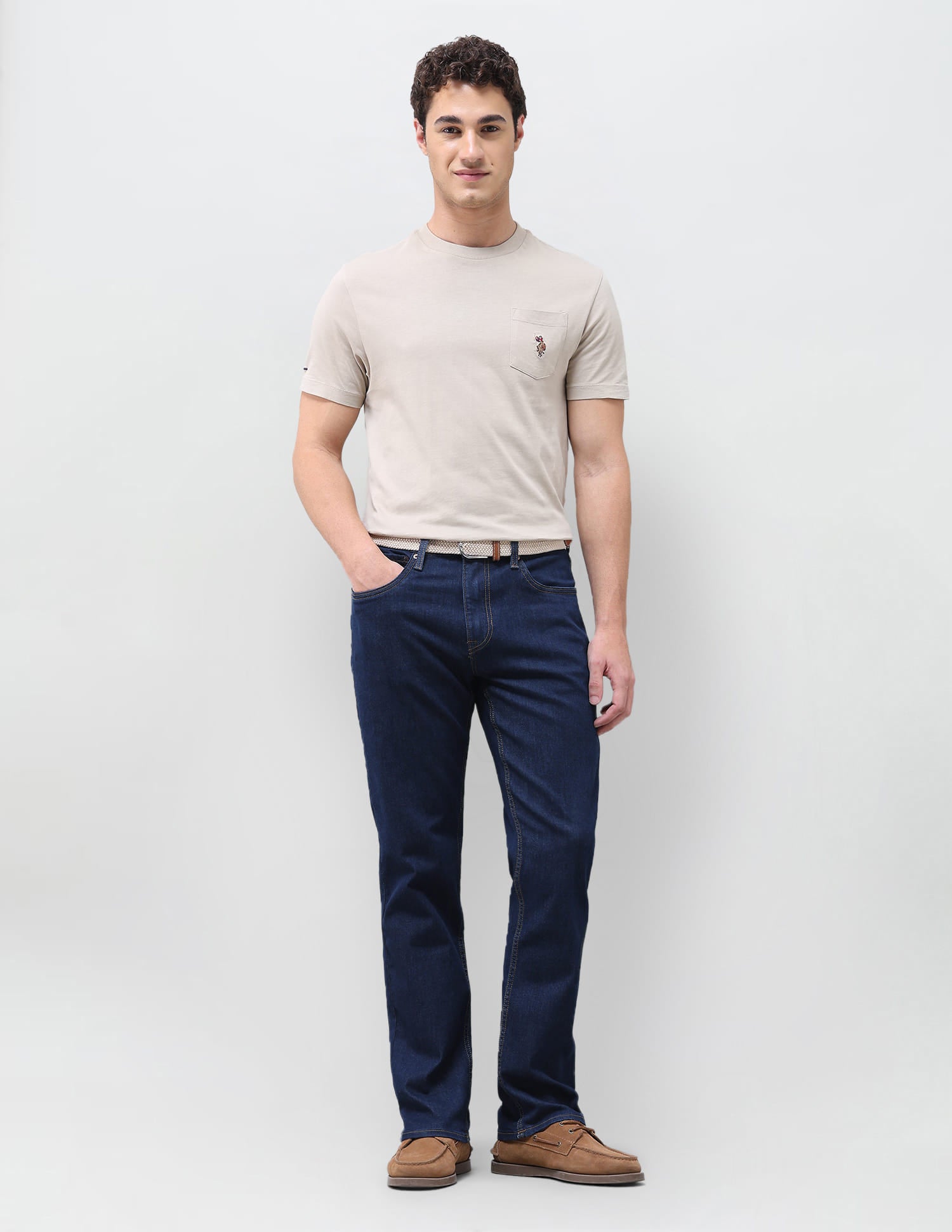 Solid Slim Straight Fit Jeans Blue - U.S. Polo Assn. India | Large