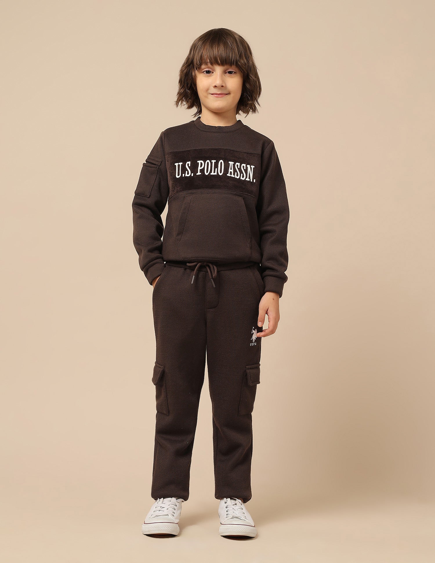 Boys Textured Regular Fit Track Pants Light Brown - U.S. POLO ASSN. | Large