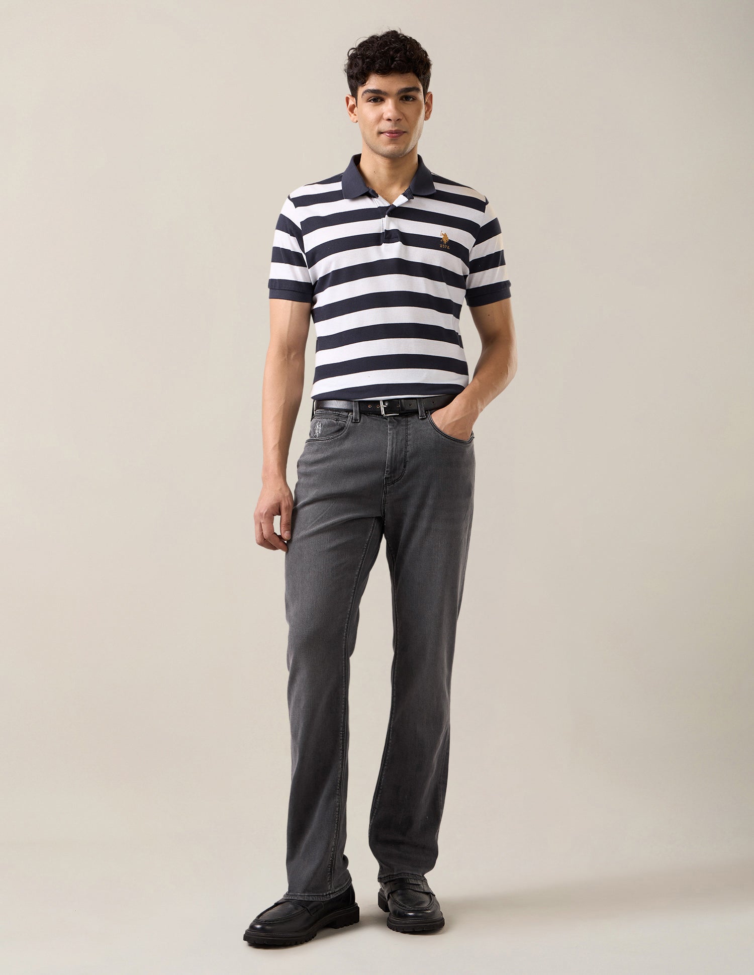 Harold Slim Straight Fit Black Jeans Washed Black - U.S. Polo Assn. India | Large