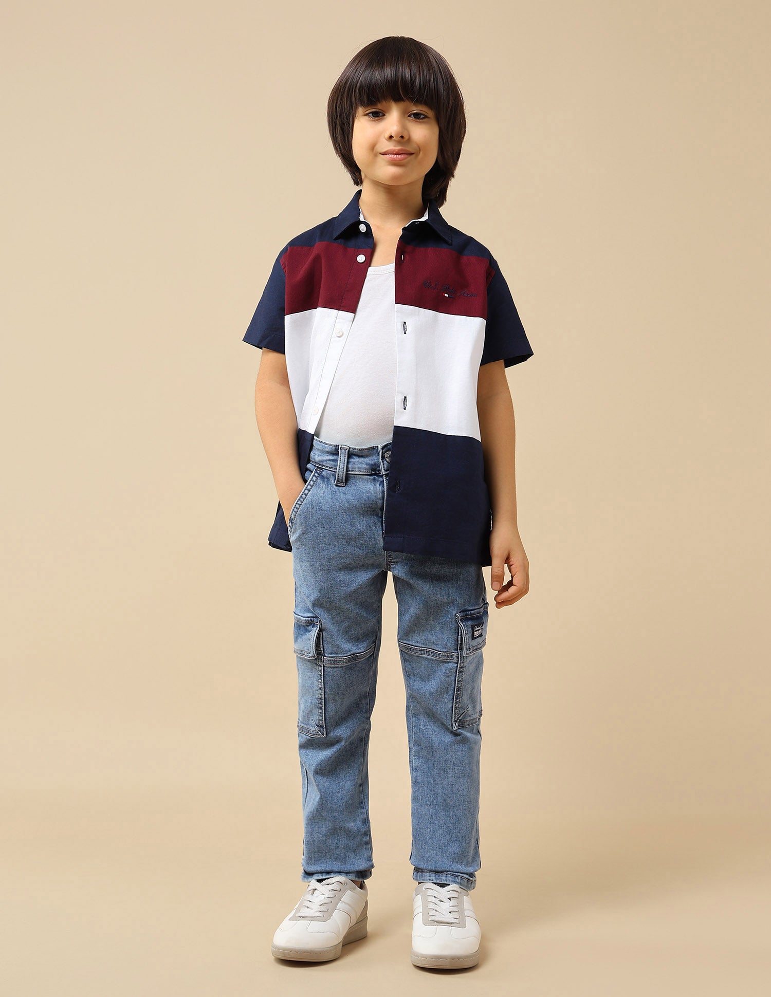 Boys Relaxed Fit Cargo Jeans Blue - U.S. POLO ASSN. | Large