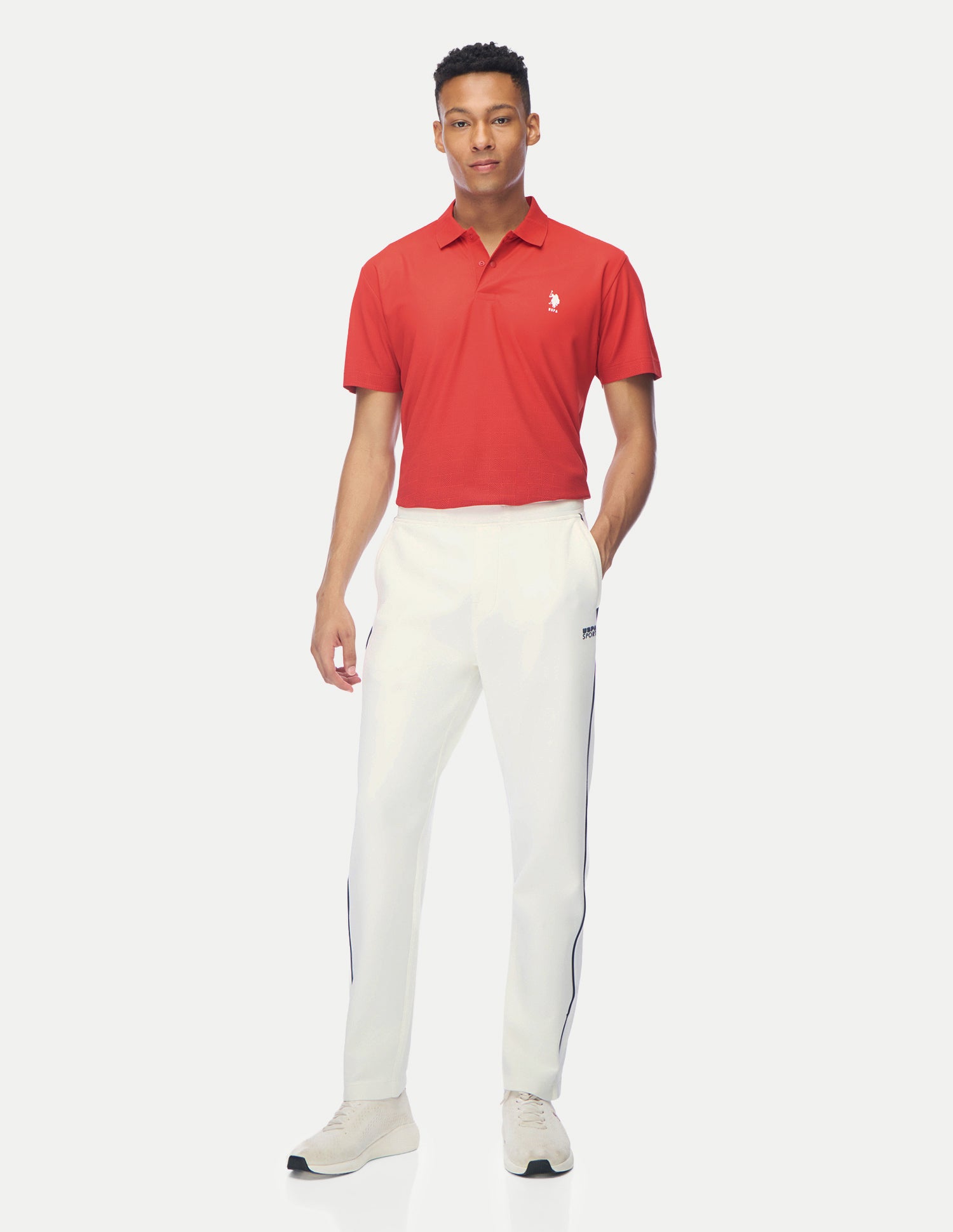 Mid Rise Regular Fit Active Track Pants White - U.S. Polo Assn. India | Large