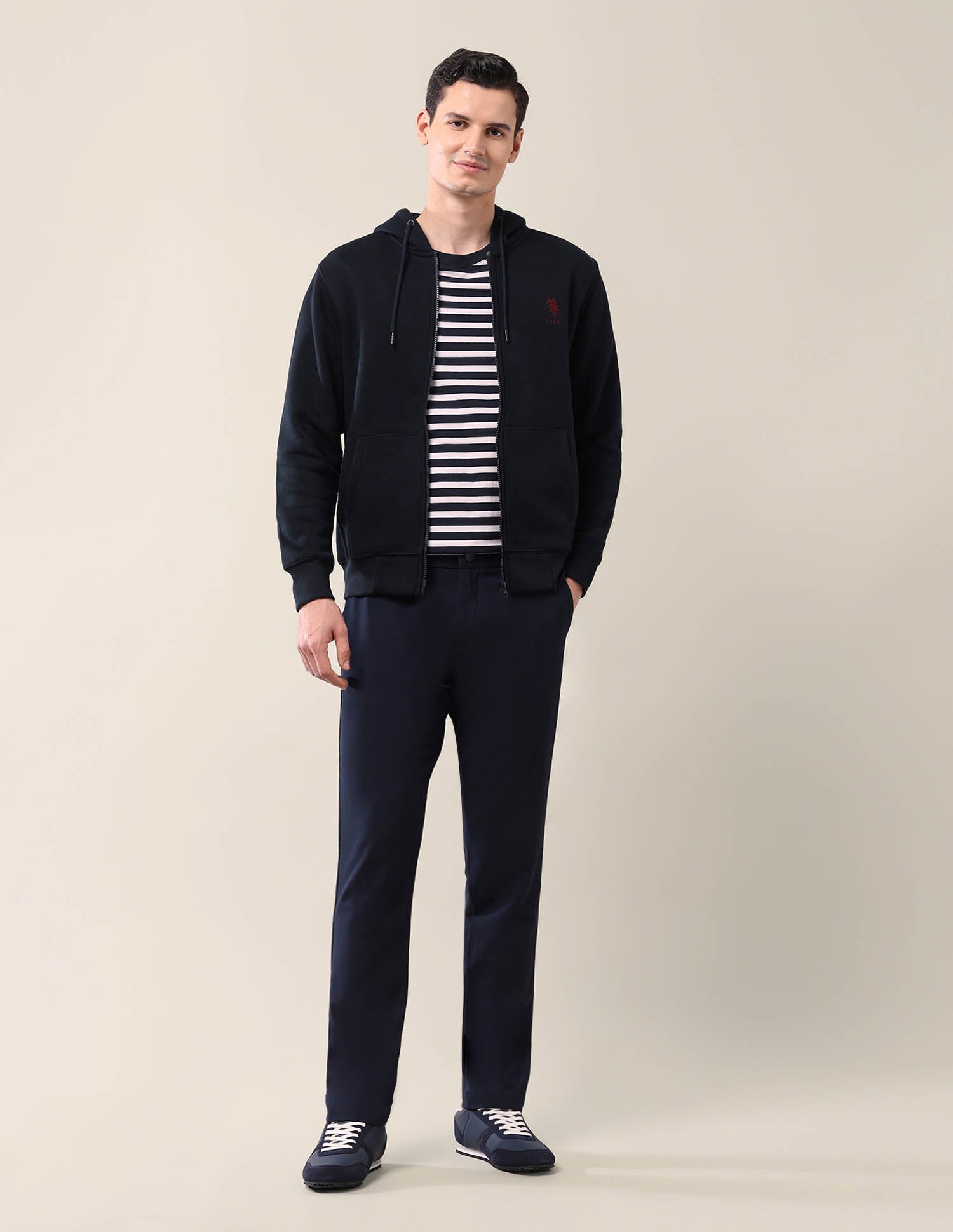 Solid Hooded Sweatshirt Navy - U.S. Polo Assn. India | Large