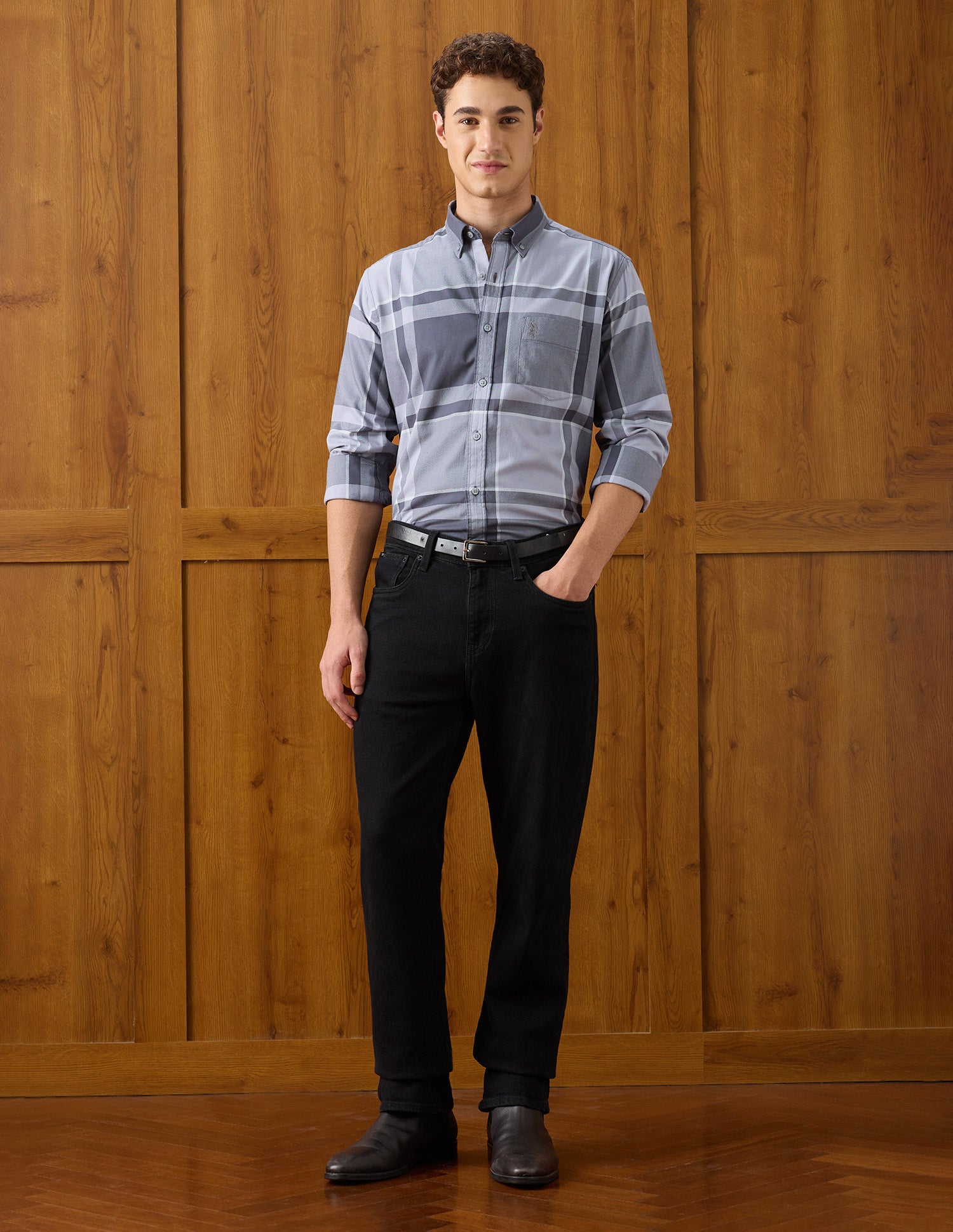 Plaid Checked Regular Fit Shirt Dark Grey - U.S. Polo Assn. India | Large