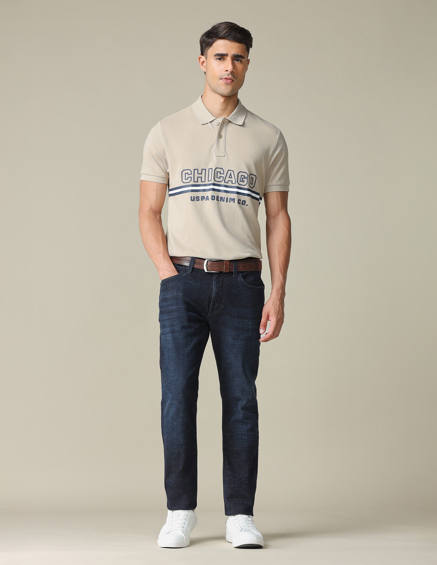 Brandon Slim Tapered Fit Mid Rise Jeans Dark Indigo - U.S. POLO ASSN. | Large