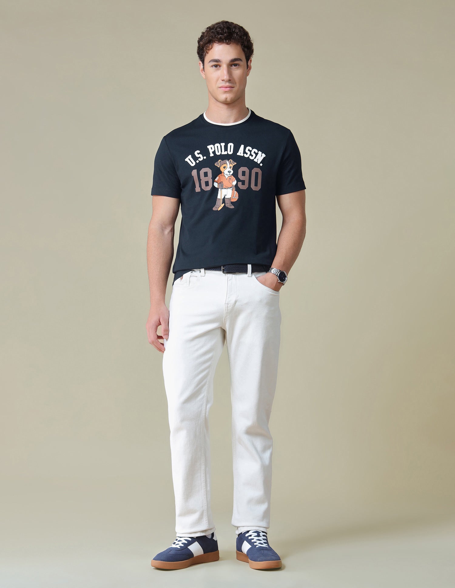 Graphic Brand Printed Slim Fit T-Shirt Navy - U.S. Polo Assn. India | Large