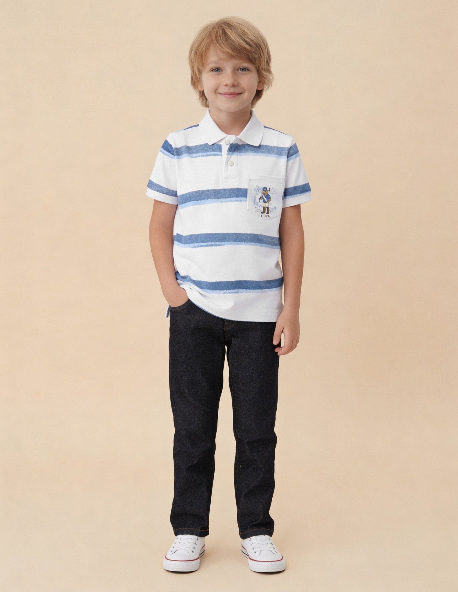 Horizontal Striped Regular Fit Polo Shirt White - U.S. Polo Assn. India | Large