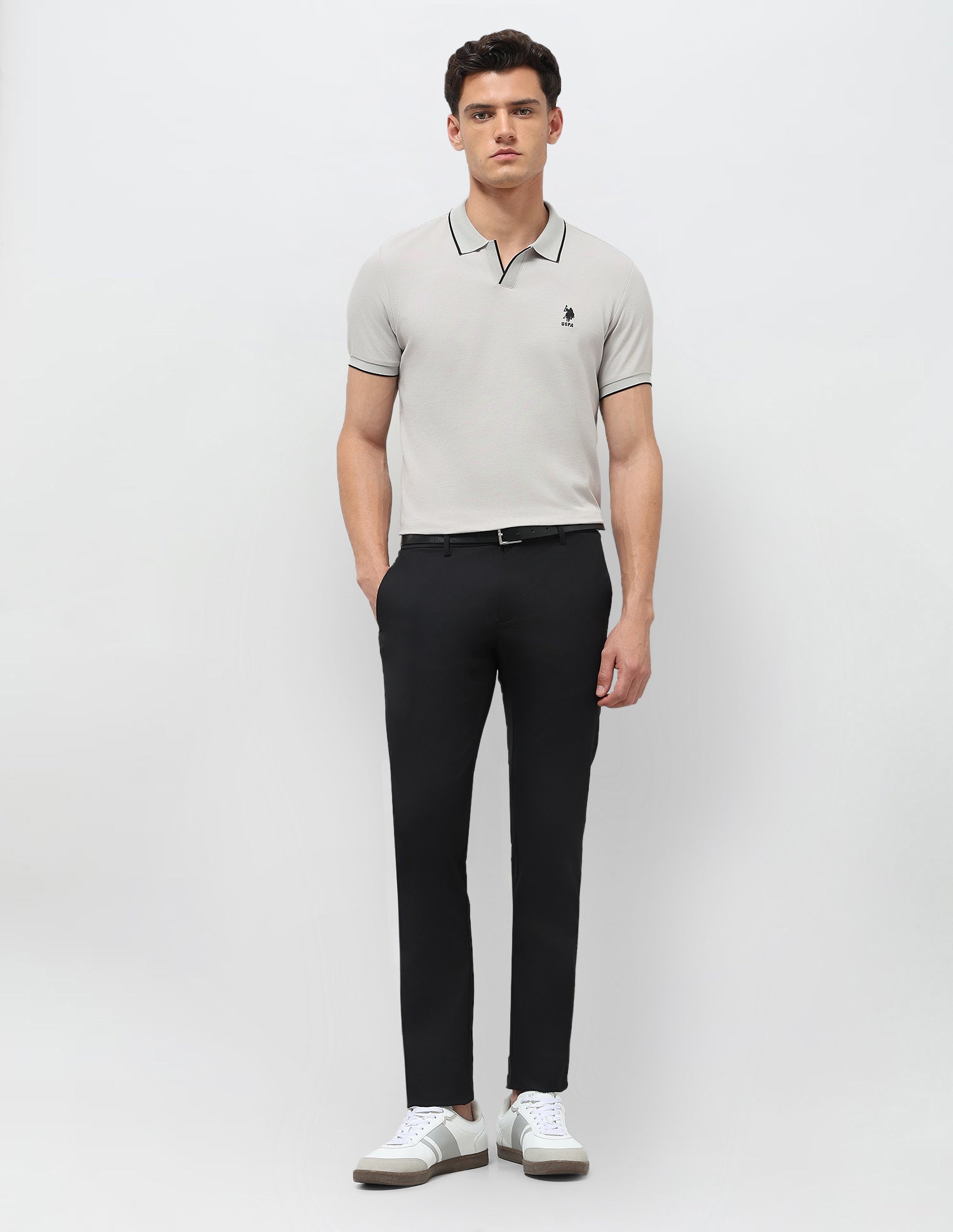 Solid Slim Fit Polo Shirt Light Grey - U.S. POLO ASSN. | Large