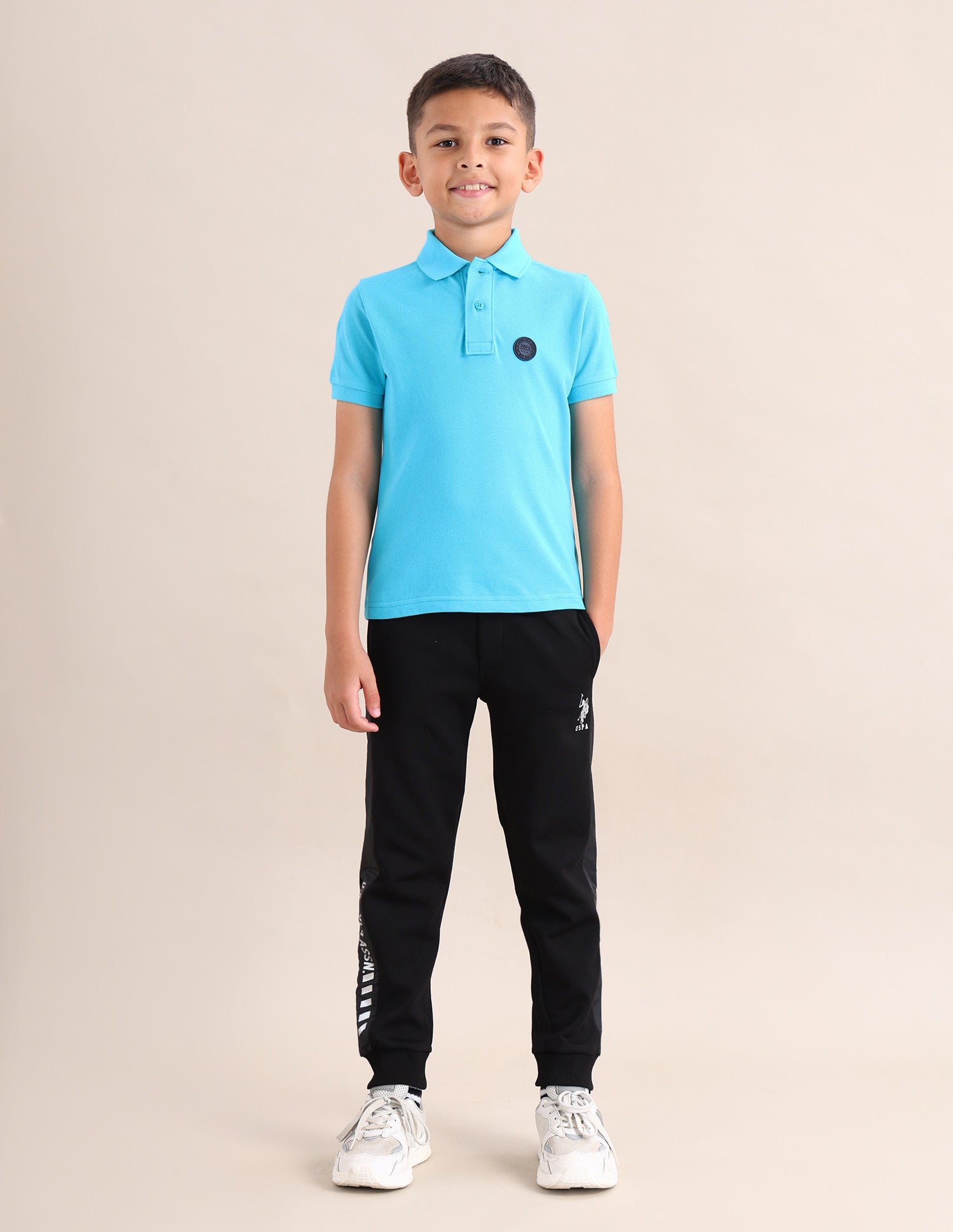 Boys Solid Cotton T-Shirt Light Blue - U.S. POLO ASSN. | Large